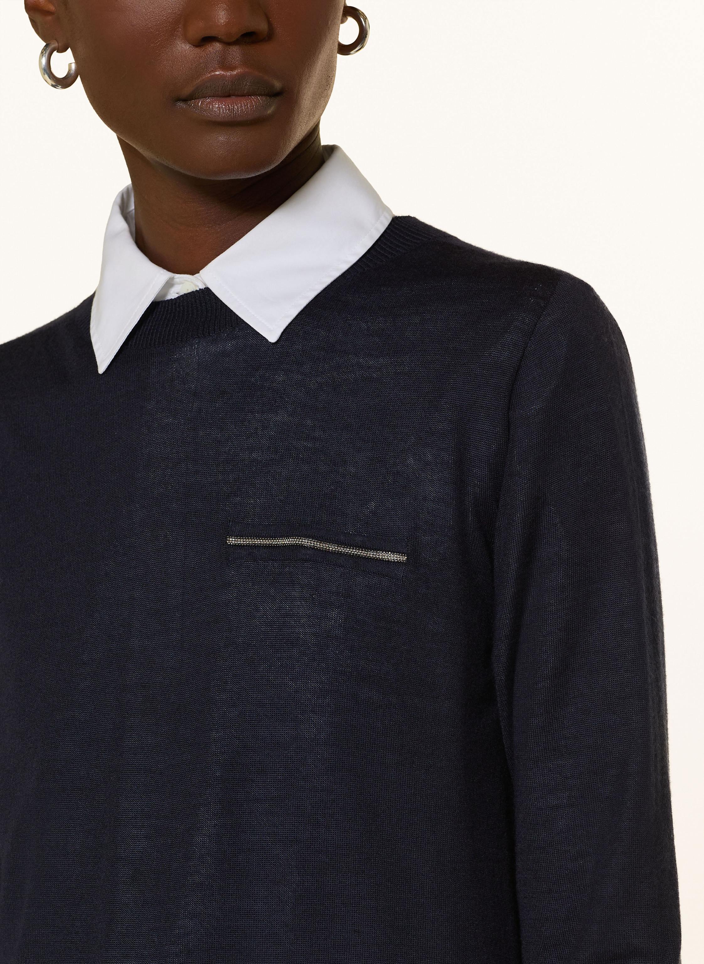 Thumbnail - Peserico Cashmere-Pullover Mit Schmucksteinen blau