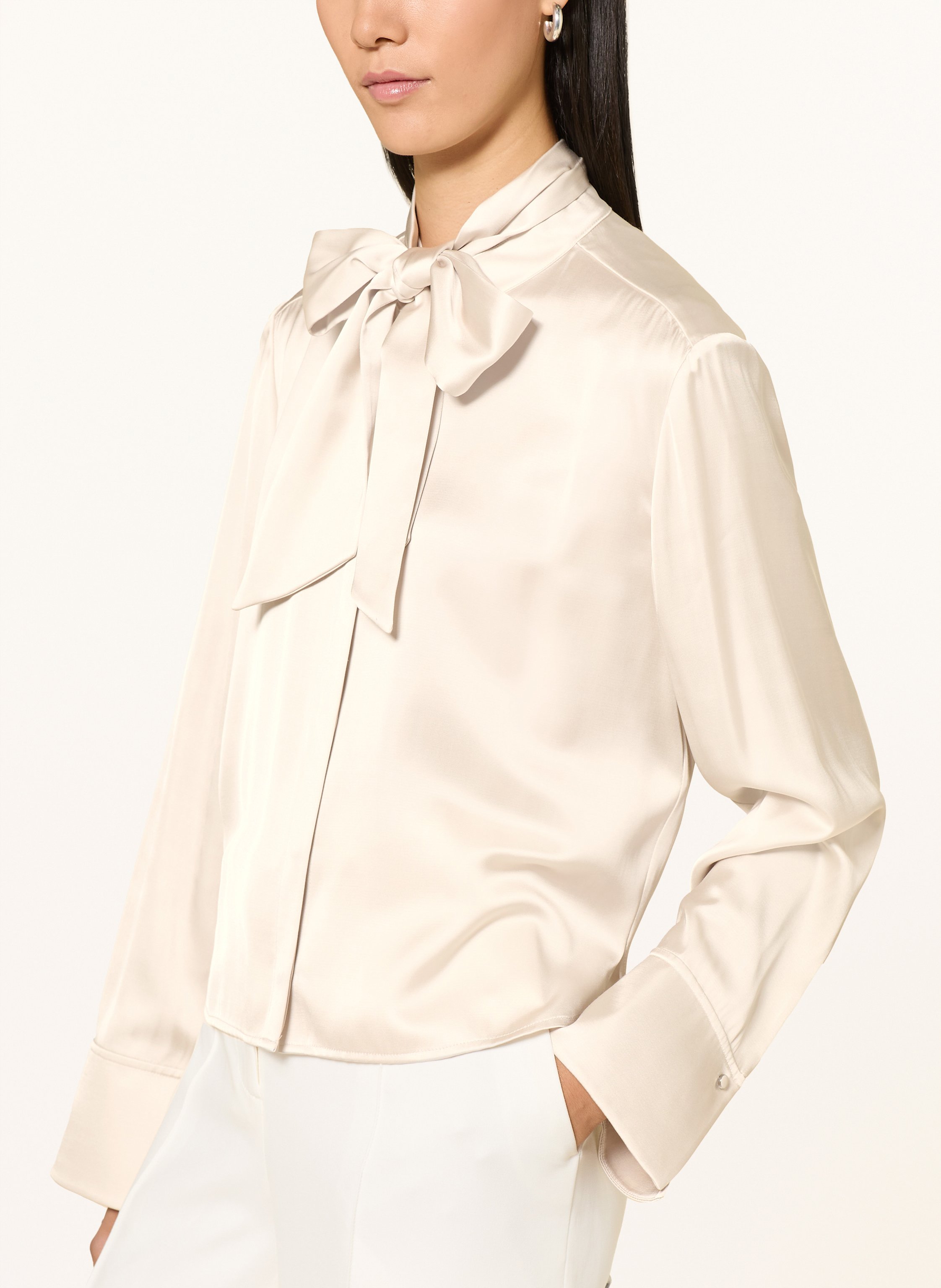 Thumbnail - Marc Cain Satinbluse Mit Abnehmbarer Schluppe beige