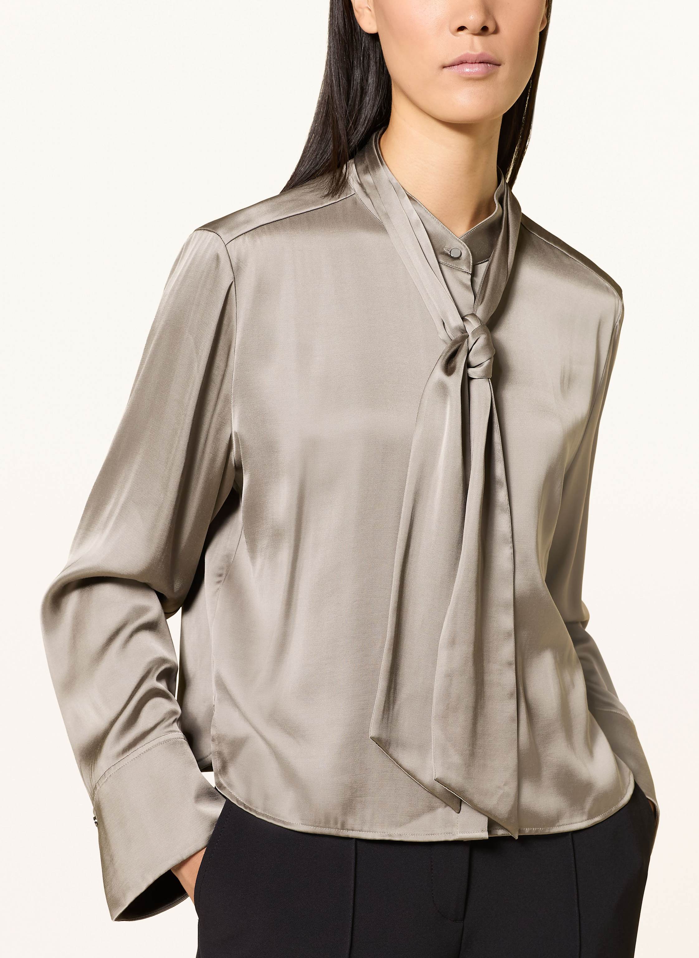 Thumbnail - Marc Cain Satinbluse Mit Abnehmbarer Schluppe grau
