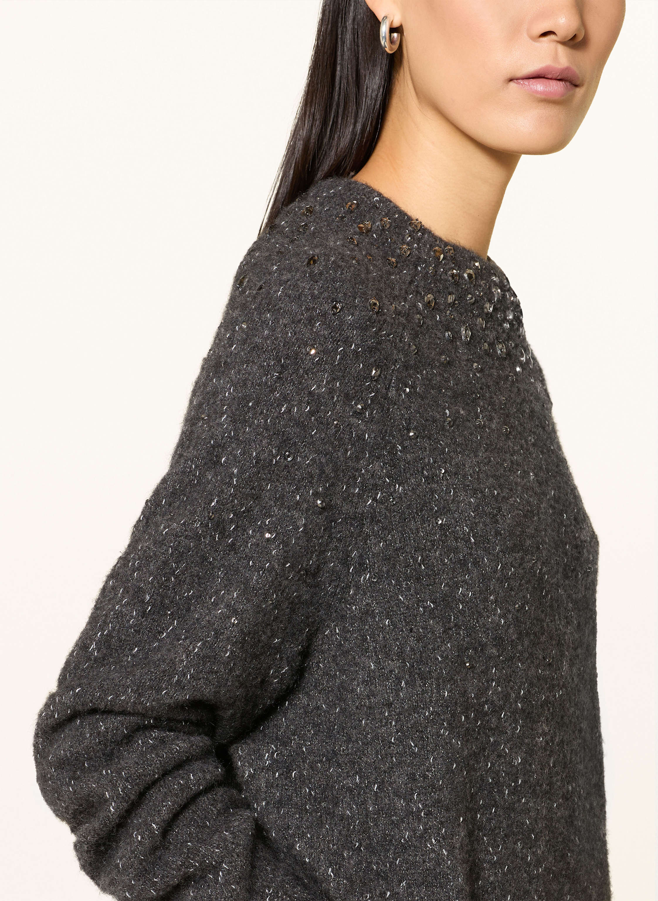 Thumbnail - Marc Cain Pullover Mit Glitzergarn Und Schmucksteinen schwarz