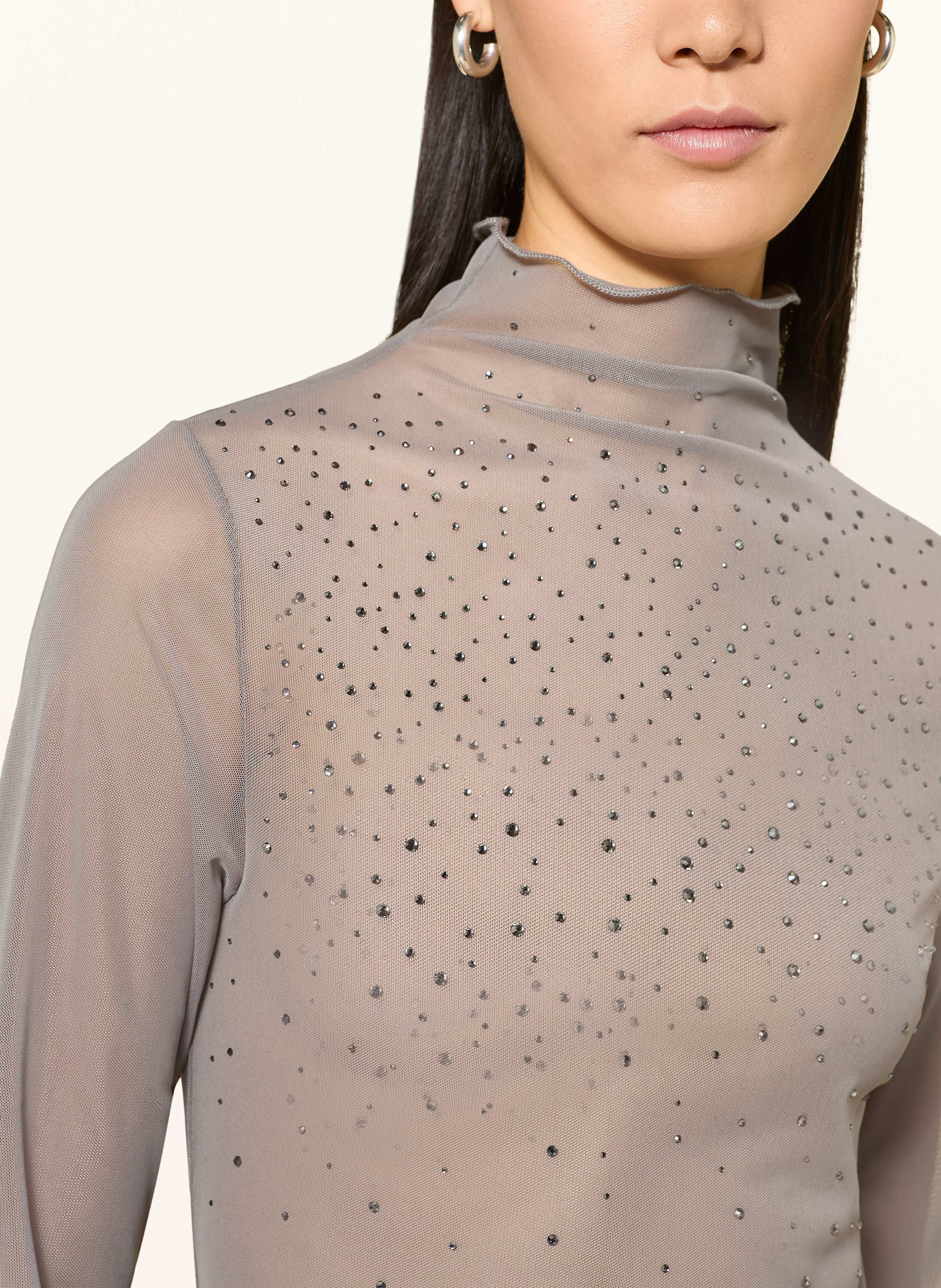Thumbnail - Marc Cain Longsleeve Aus Mesh Mit Schmucksteinen grau
