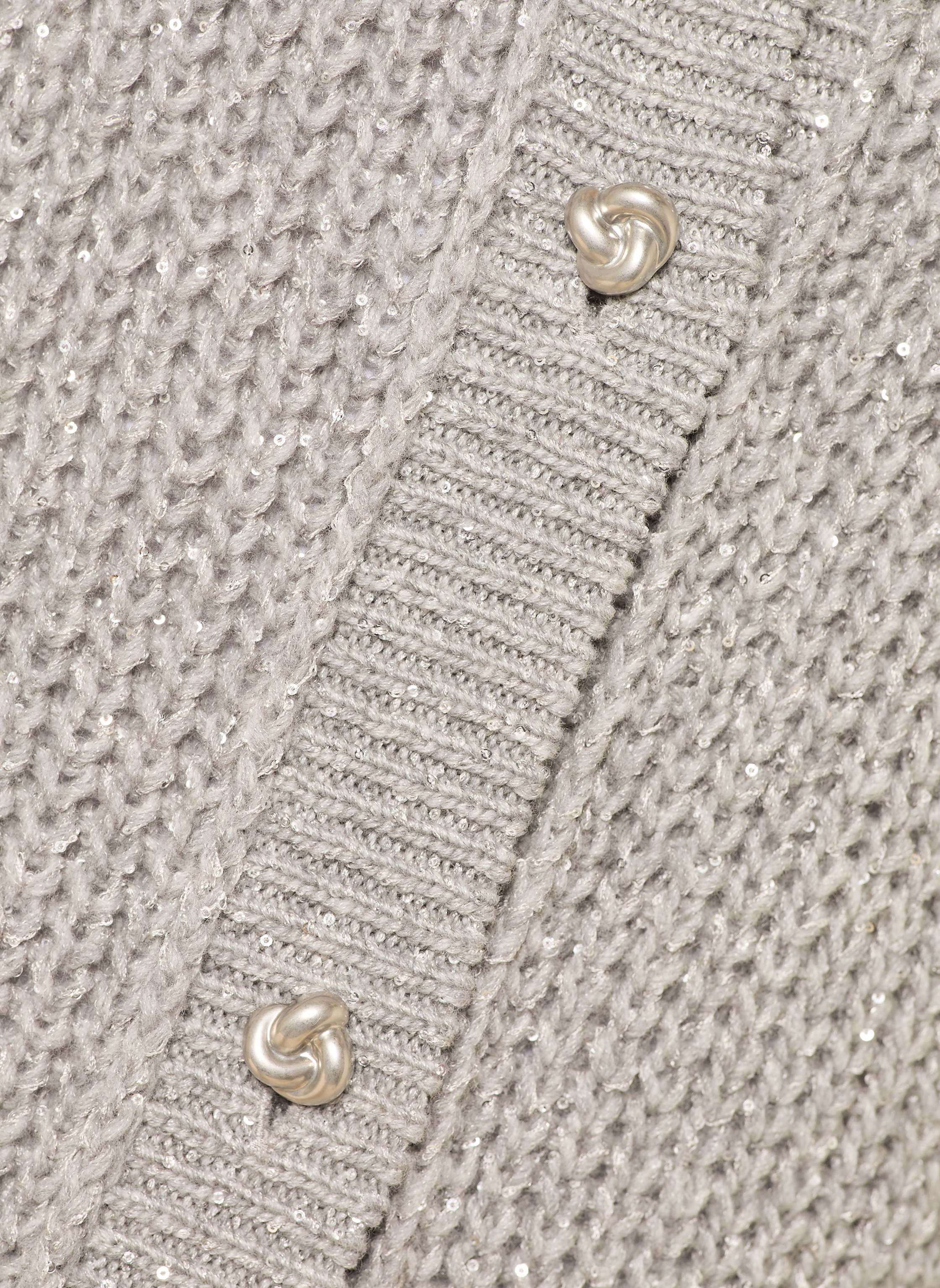 Thumbnail - Marc Cain Oversized-Strickjacke Mit Cashmere Und Pailletten grau