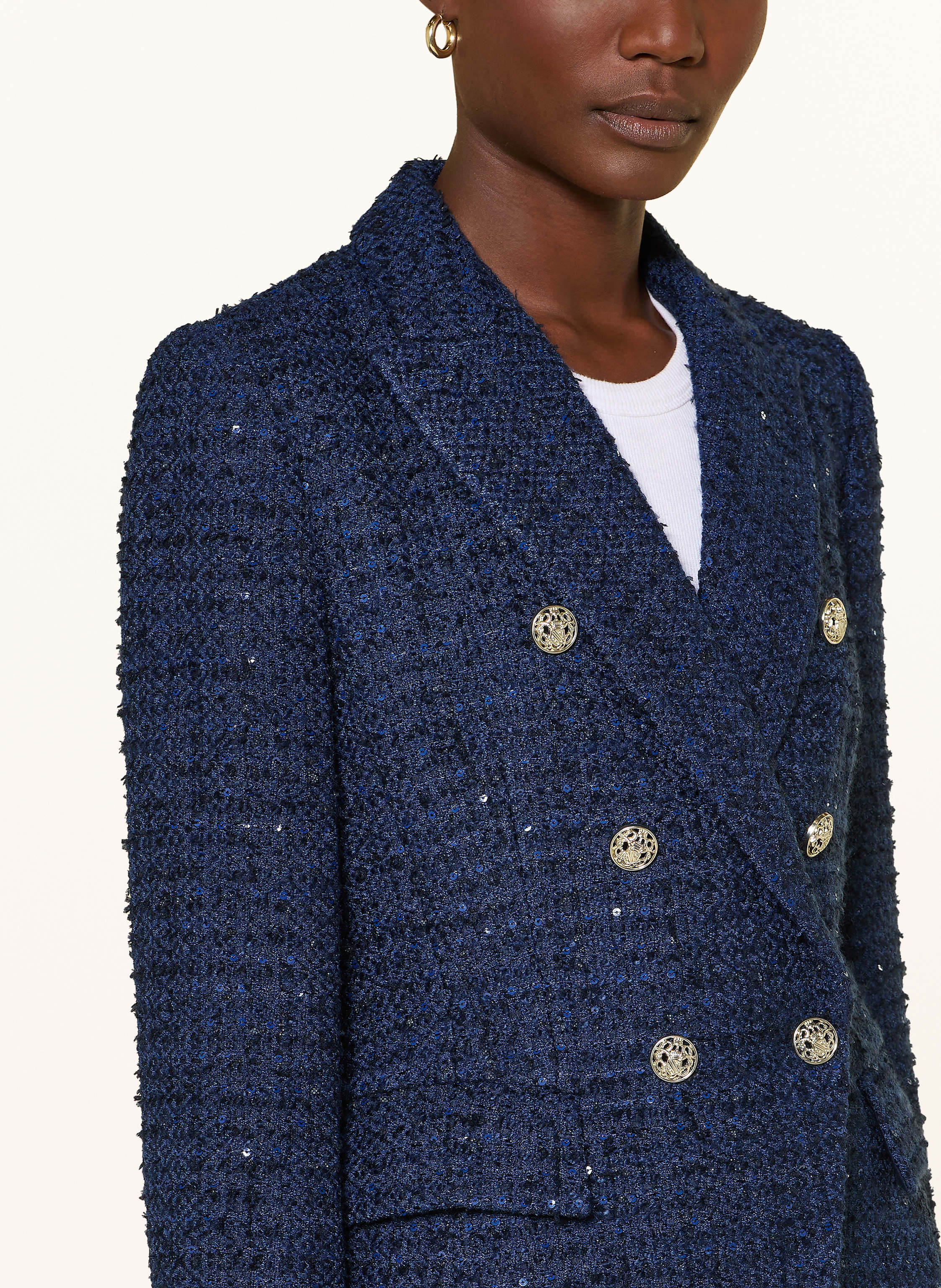 Thumbnail - Lilienfels Bouclé-Blazer Mit Pailletten blau