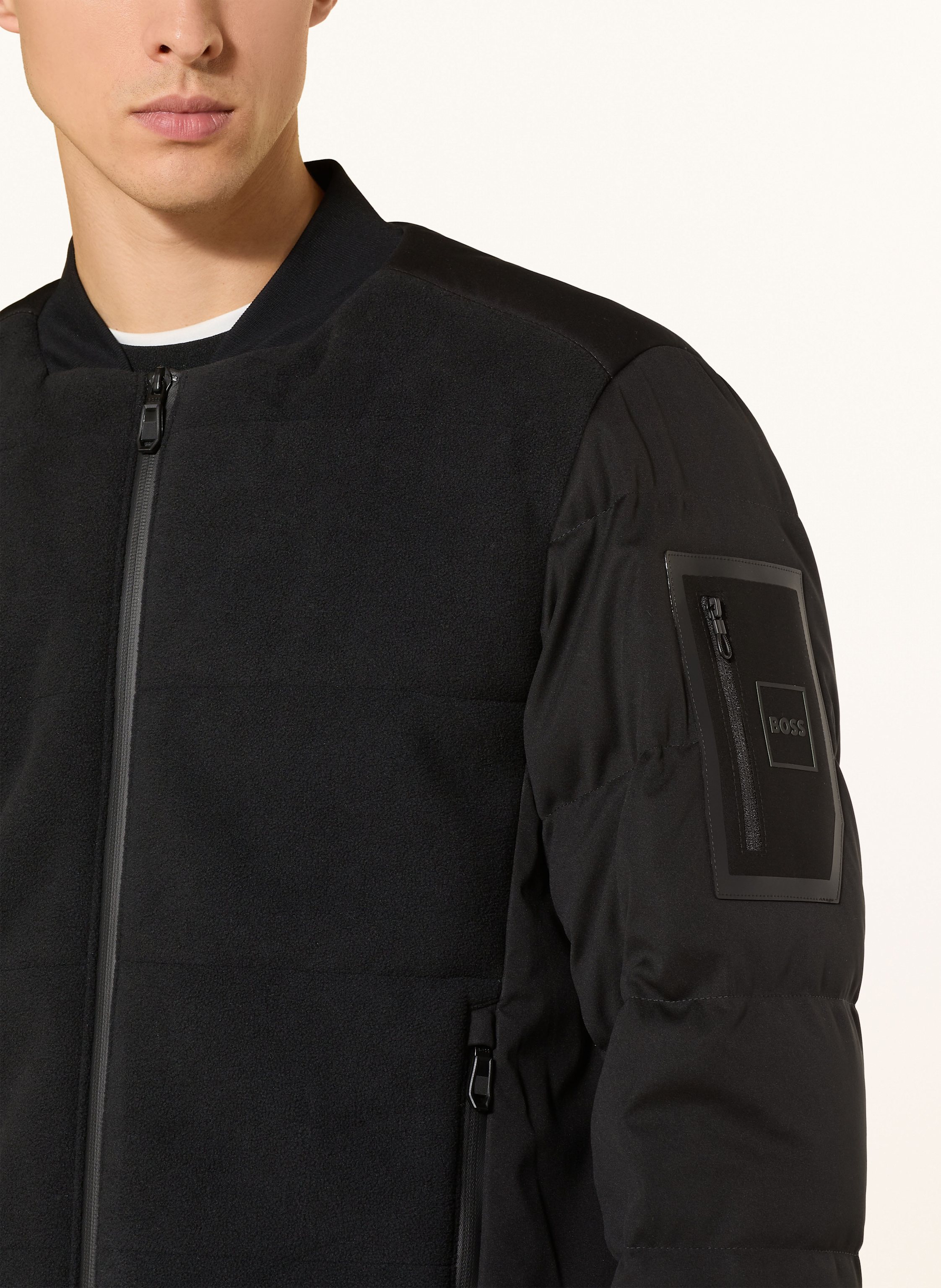 Thumbnail - Boss Daunenjacke Ow_Hole19 Im Materialmix schwarz