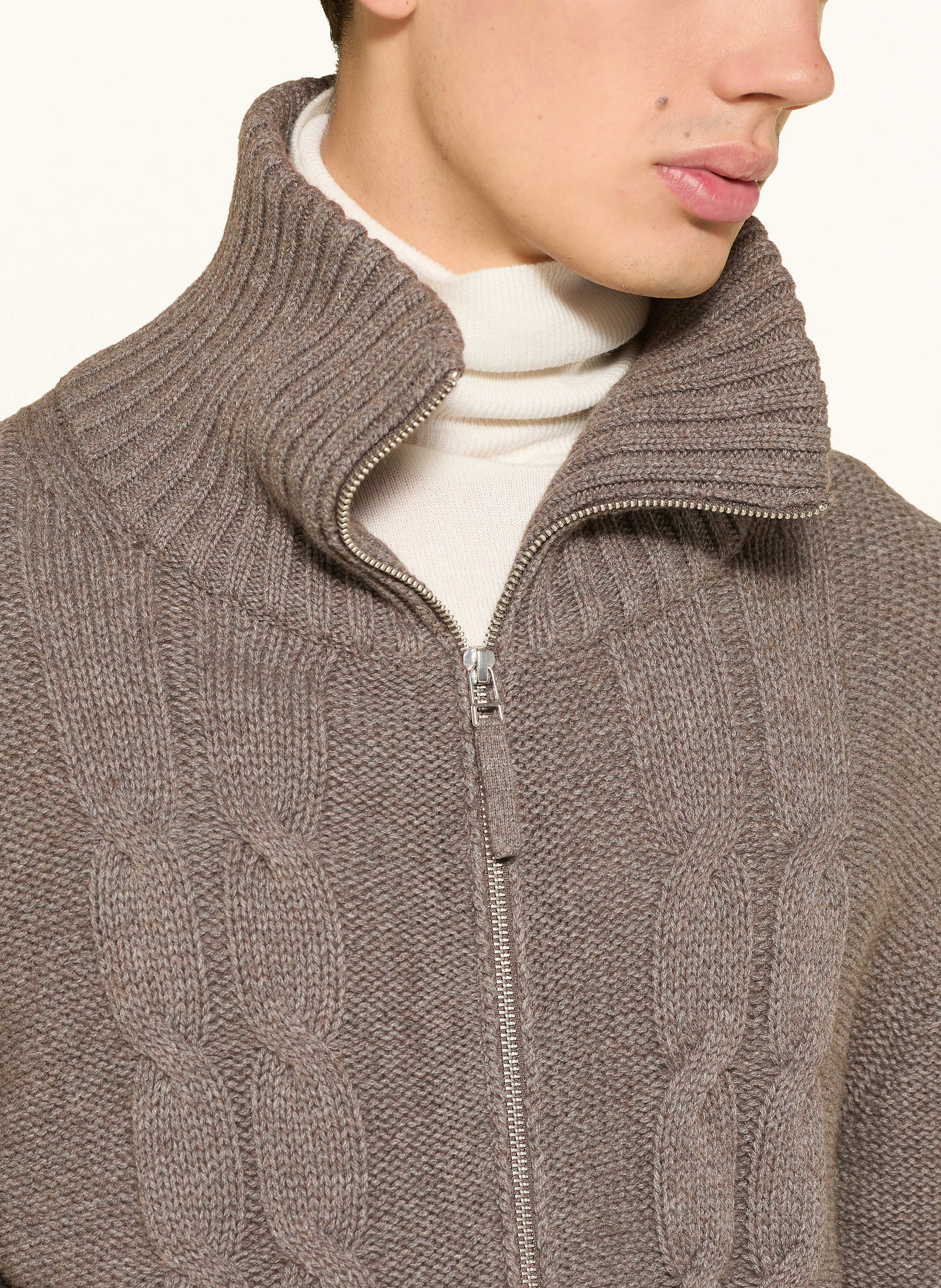 Thumbnail - Ftc Cashmere Strickjacke Mit Cashmere beige