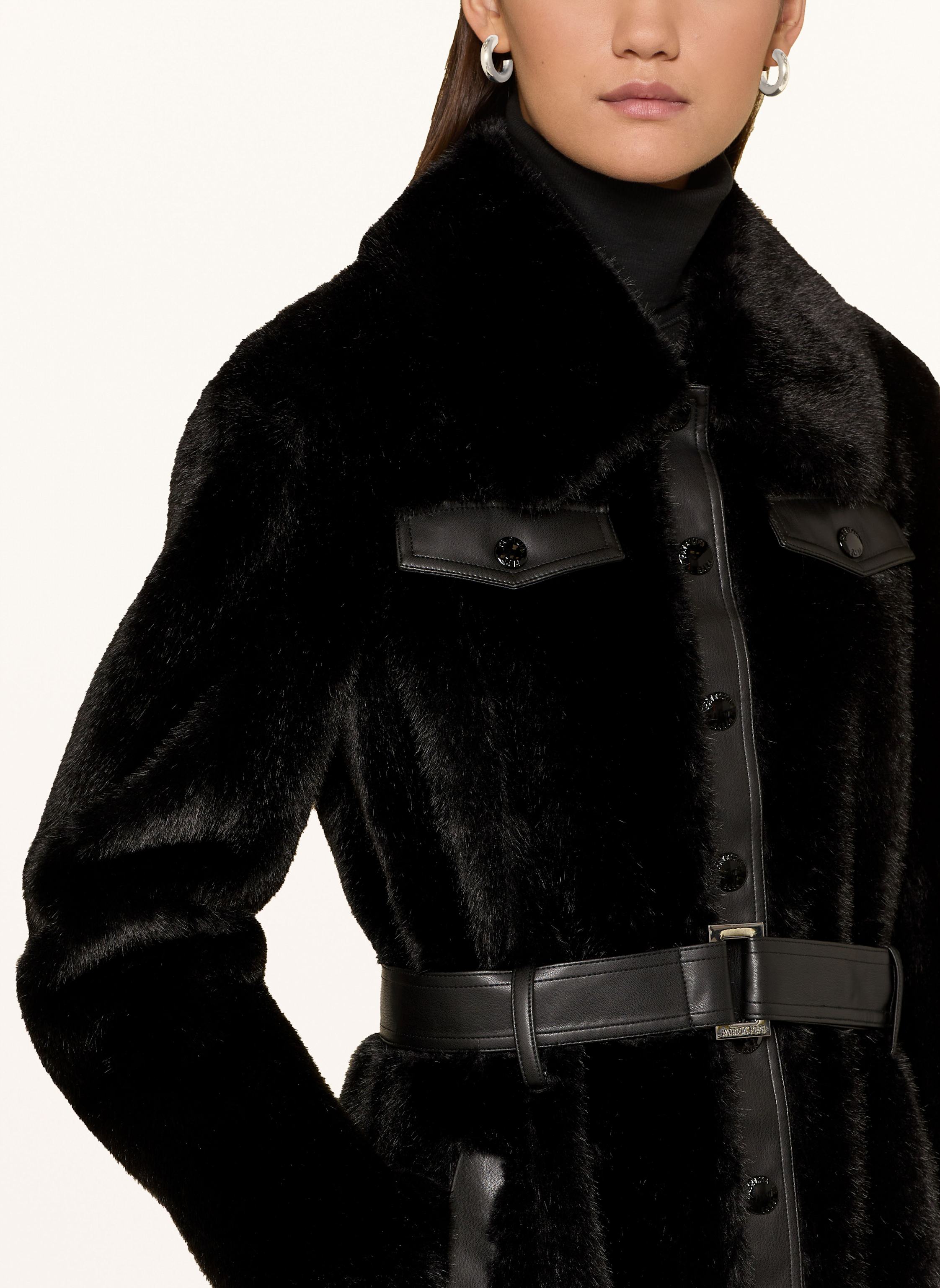 Thumbnail - Patrizia Pepe Kunstfell-Mantel Giubbotto Im Materialmix schwarz