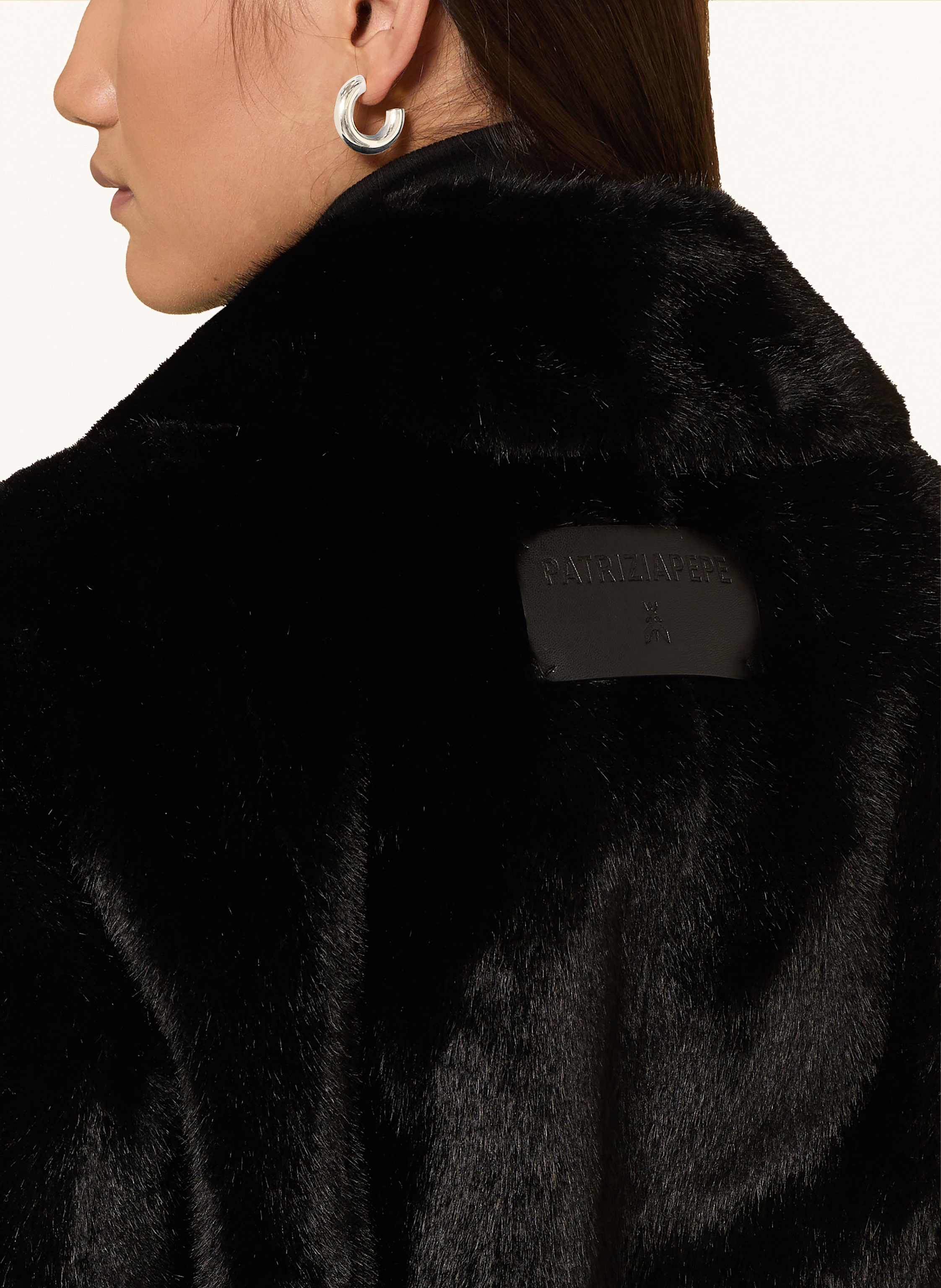 Thumbnail - Patrizia Pepe Kunstfell-Mantel Giubbotto Im Materialmix schwarz