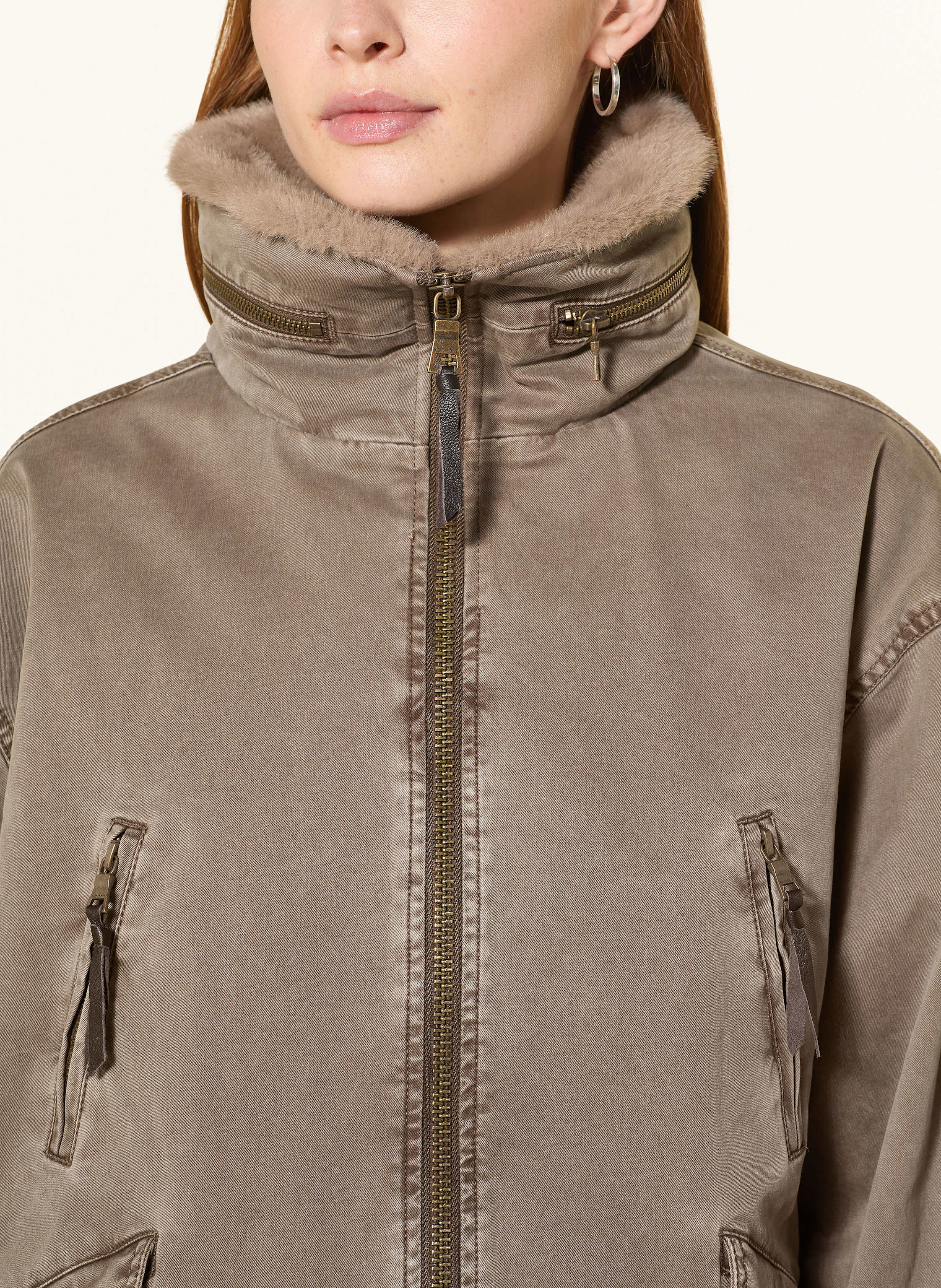 Thumbnail - Blonde No.8 Jacke Mit Kunstfell beige