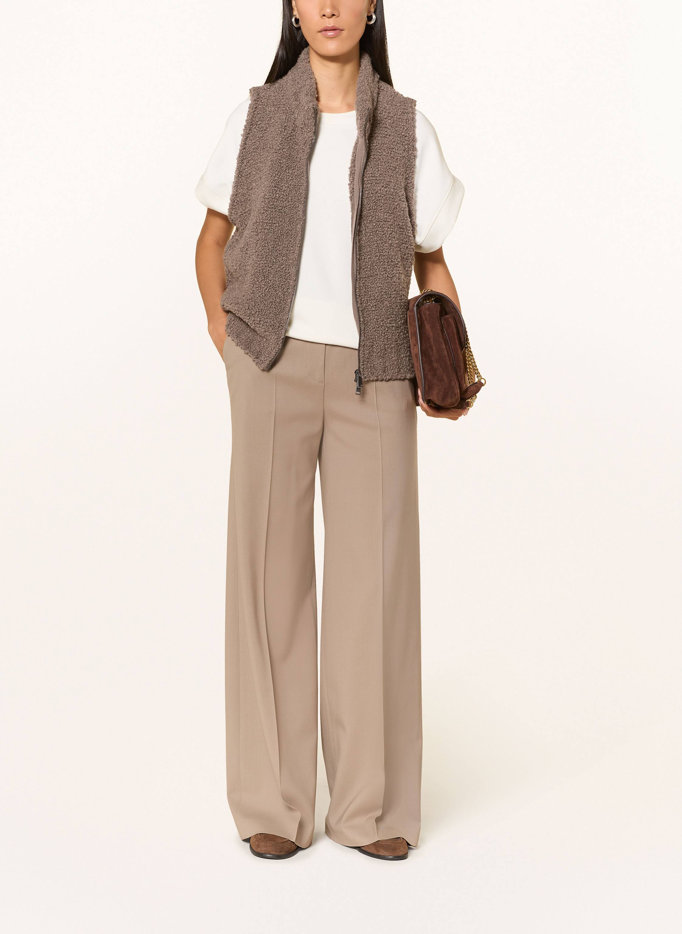 Thumbnail - Grace Strickweste Aus Teddyfell beige