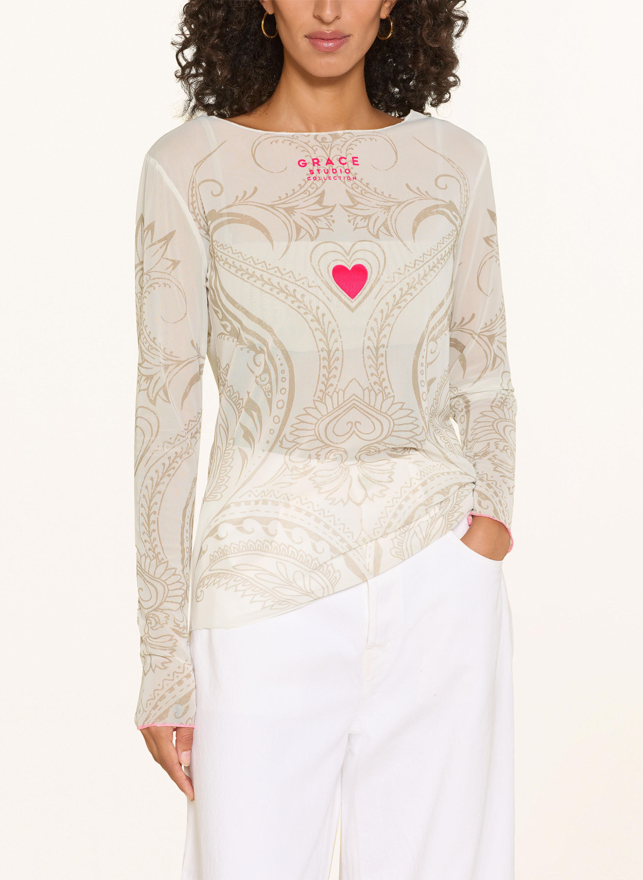 Thumbnail - Grace Longsleeve Aus Mesh weiss