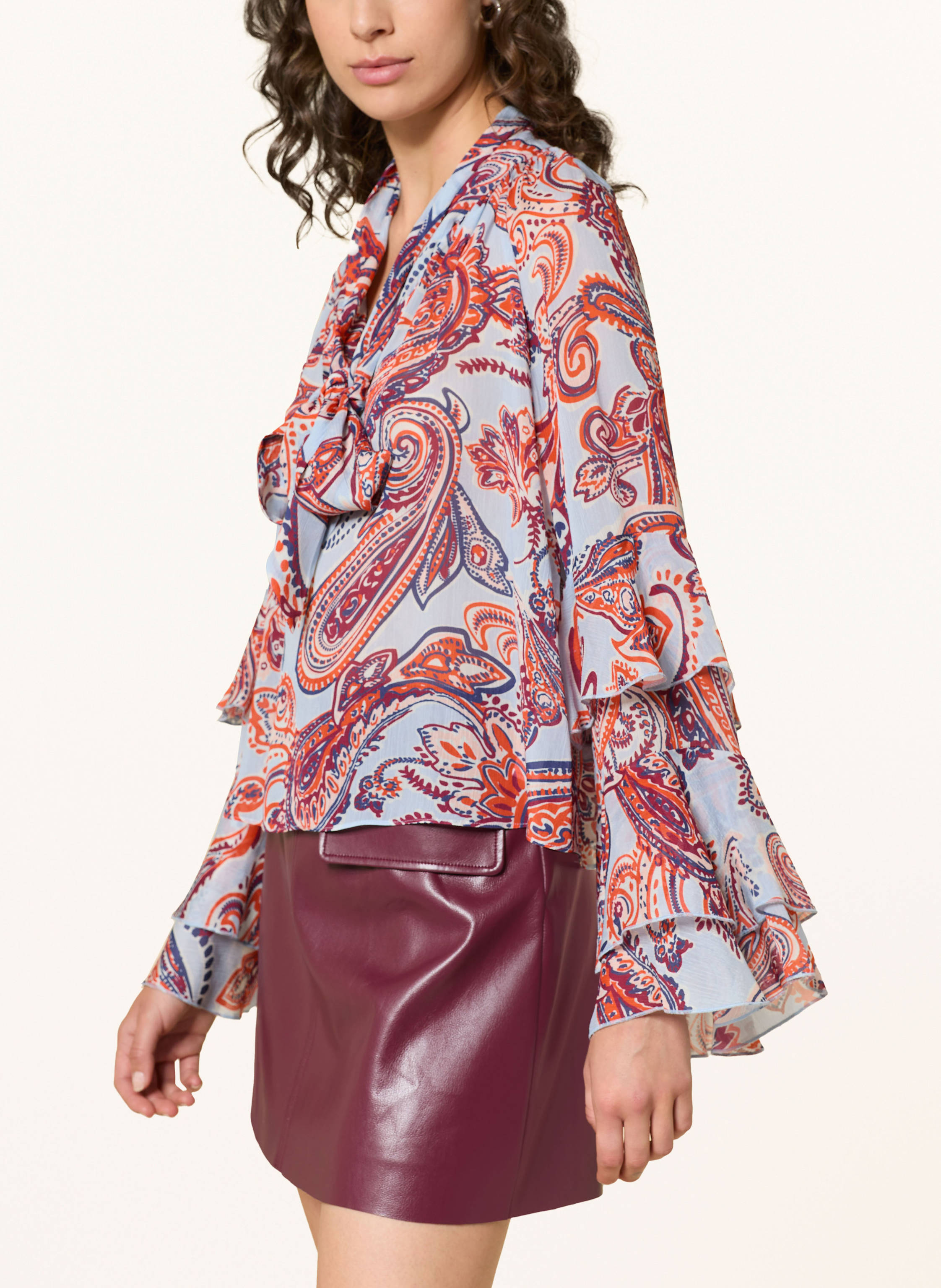 Thumbnail - Mrs & Hugs Schluppenbluse Mit Volants braun