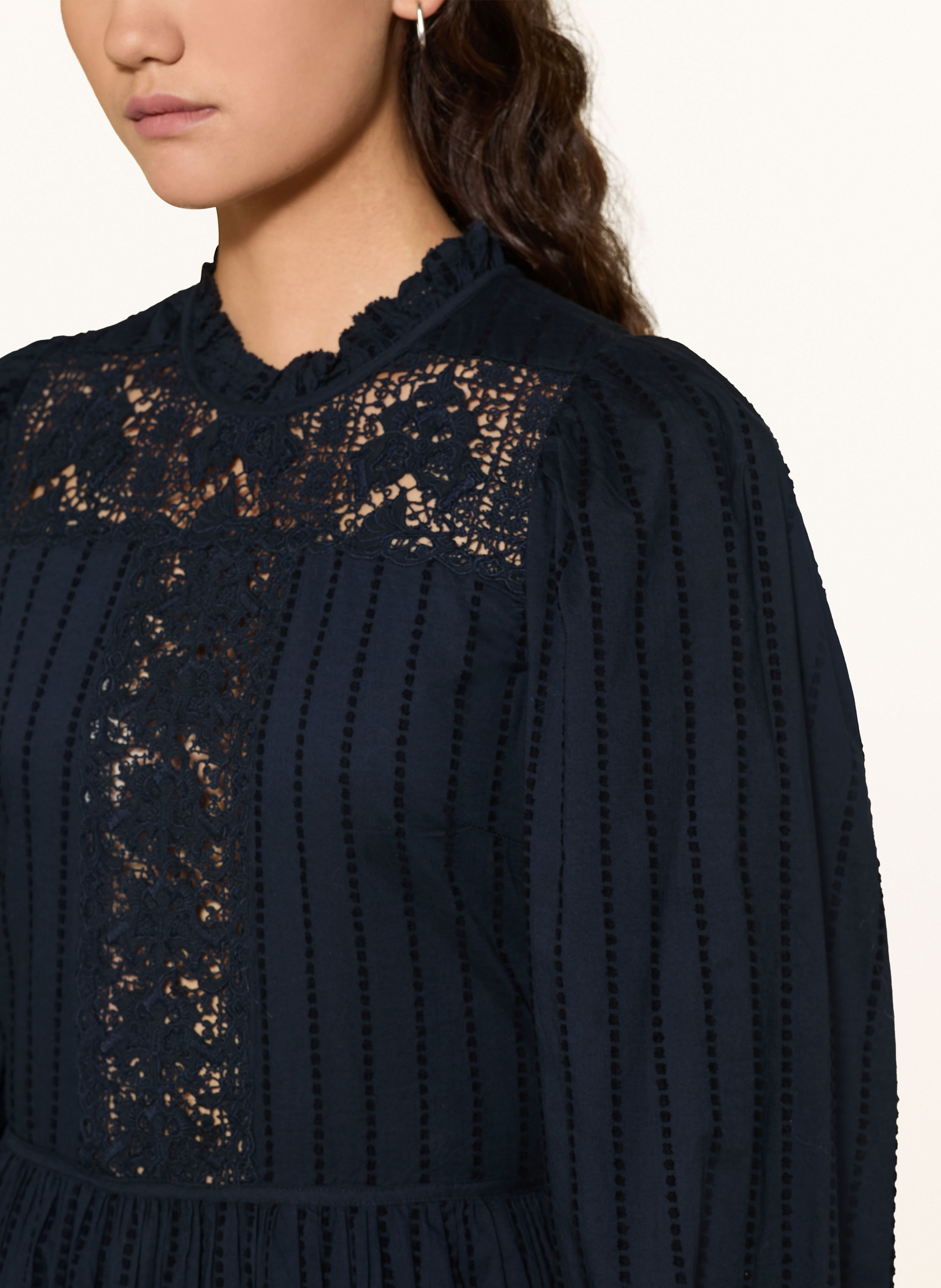 Thumbnail - Ulla Johnson Kleid Amelie Mit Lochspitze blau