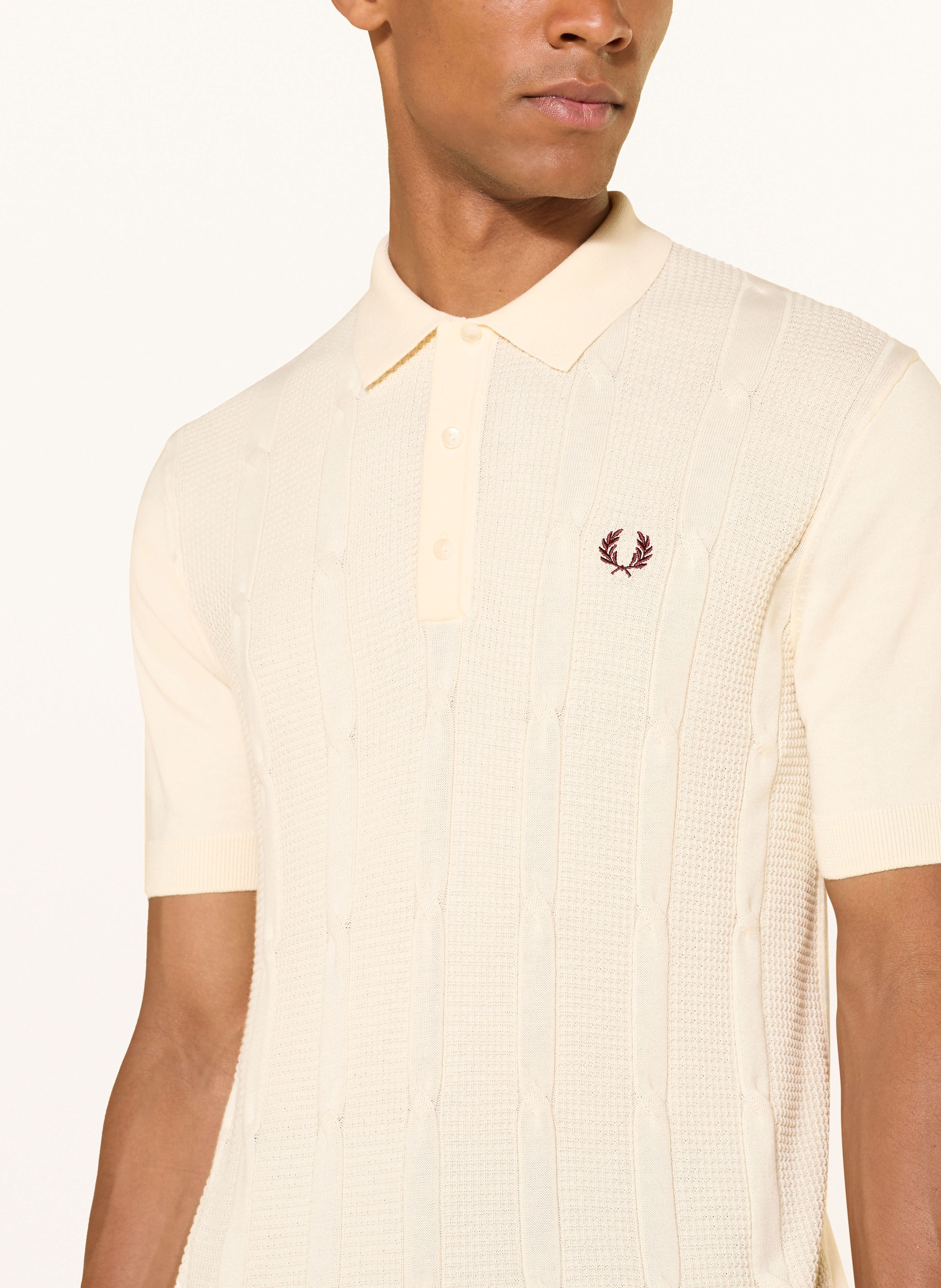 Thumbnail - Fred Perry Strick-Poloshirt weiss