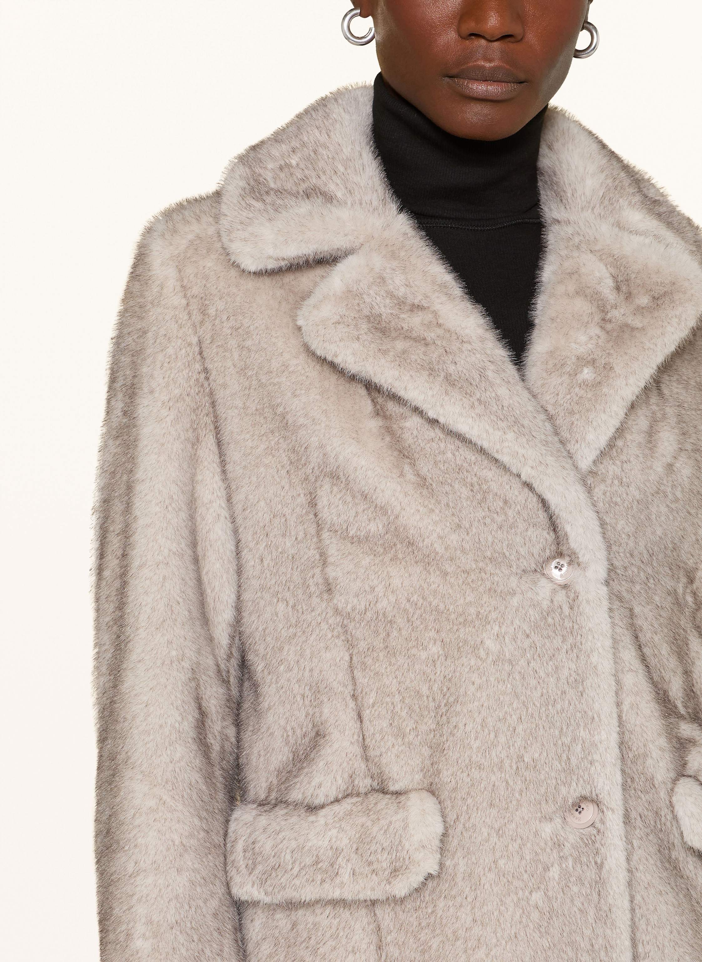 Thumbnail - Herno Kunstpelz-Mantel grau