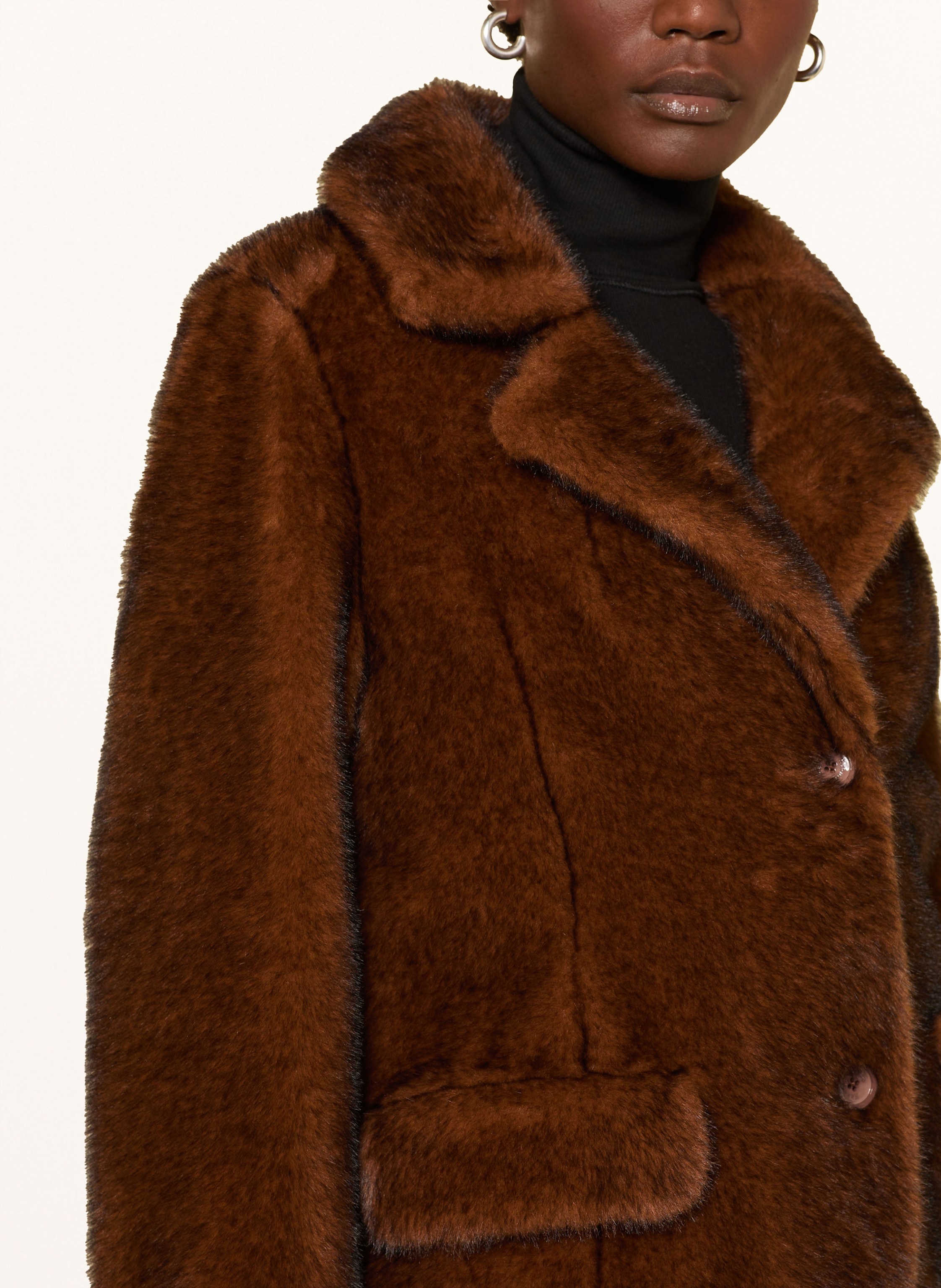 Thumbnail - Herno Kunstpelz-Mantel braun