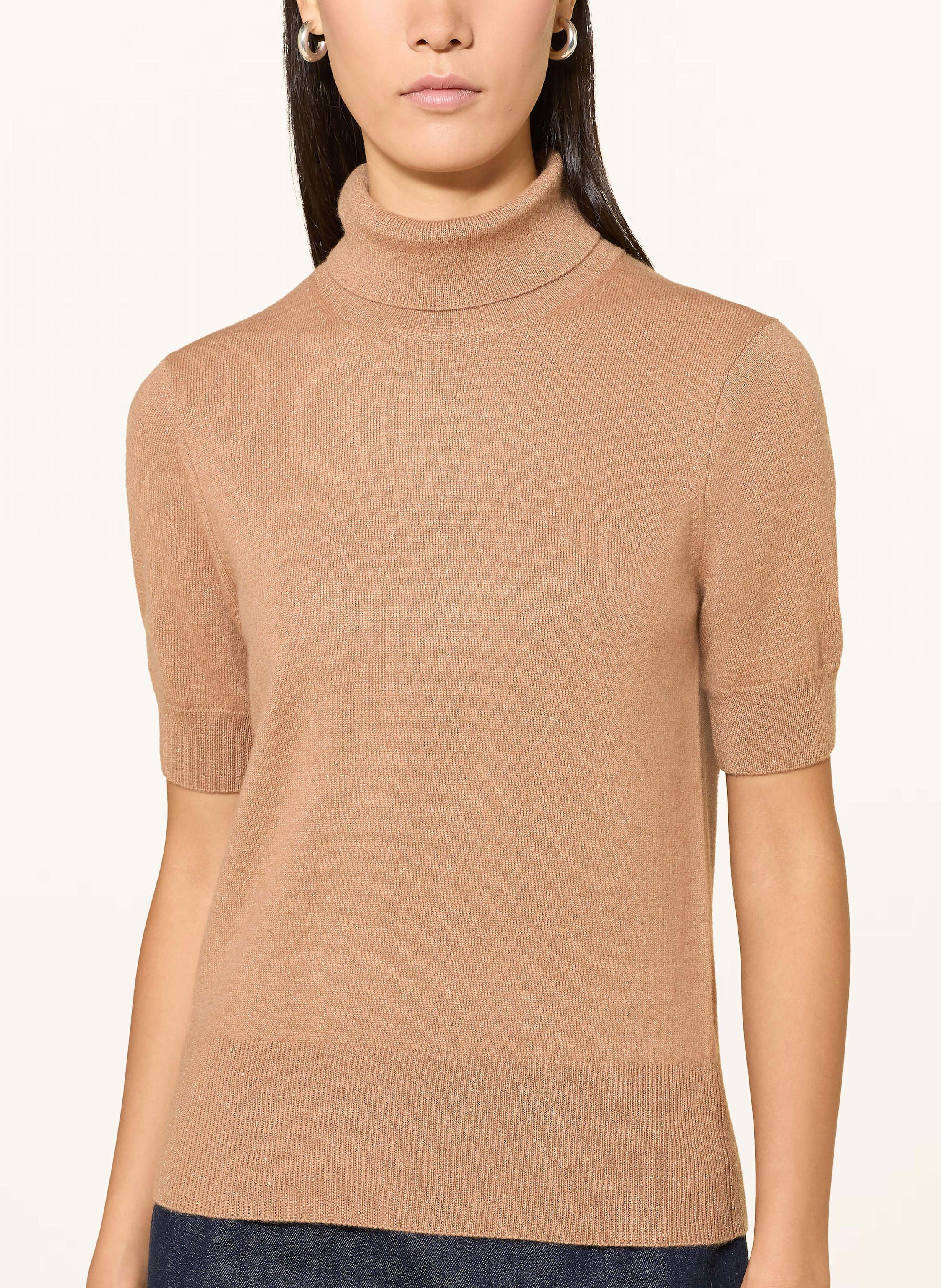 Thumbnail - Sly 010 Rollkragenpullover Franci Aus Cashmere Mit Glitzergarn beige