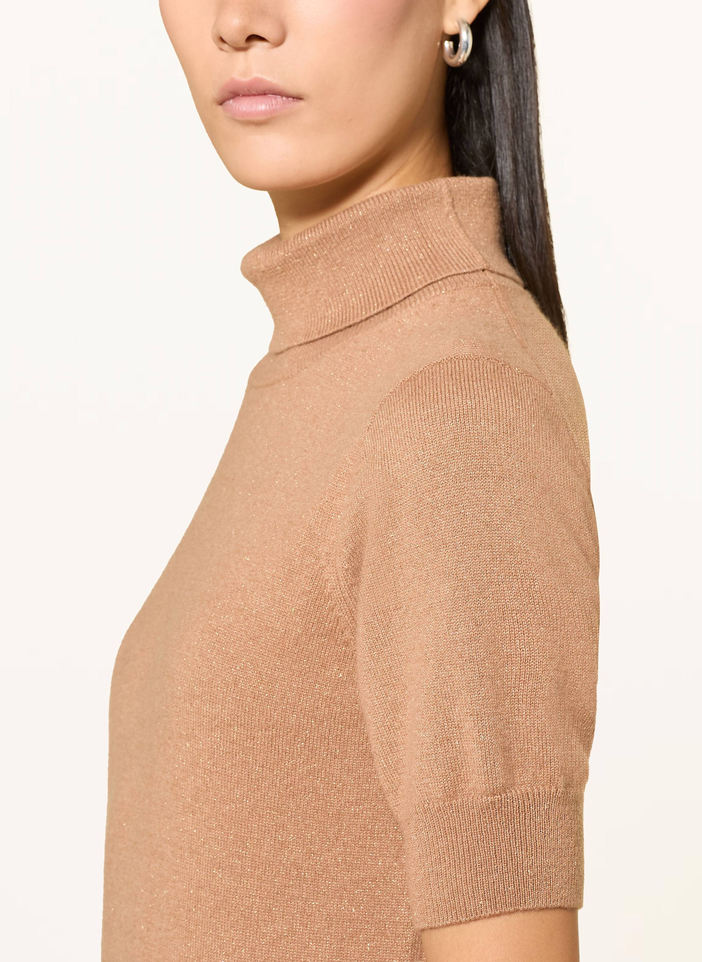 Thumbnail - Sly 010 Rollkragenpullover Franci Aus Cashmere Mit Glitzergarn beige