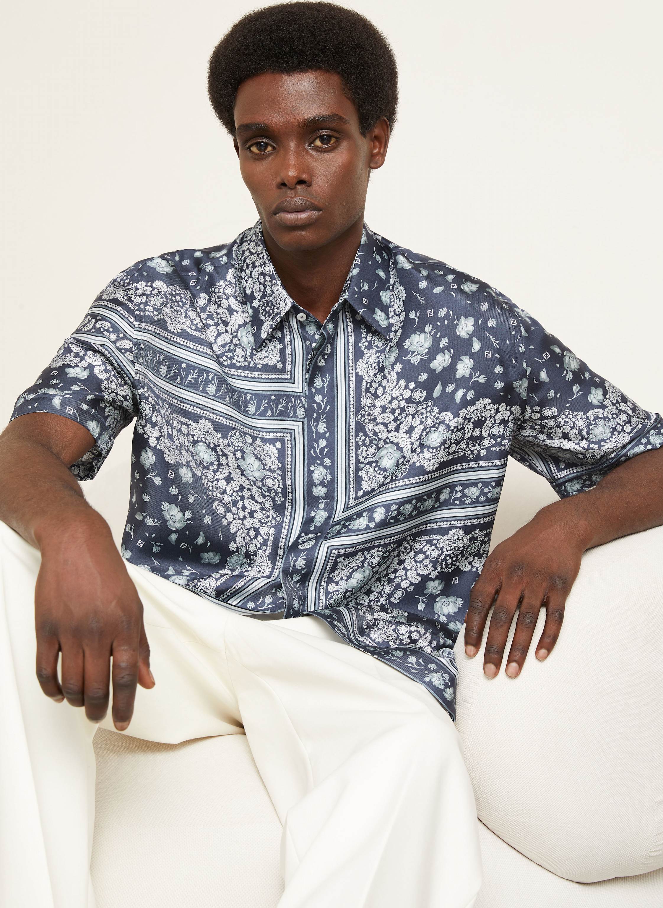 Thumbnail - Fendi Resorthemd Relaxed Fit Aus Seide blau