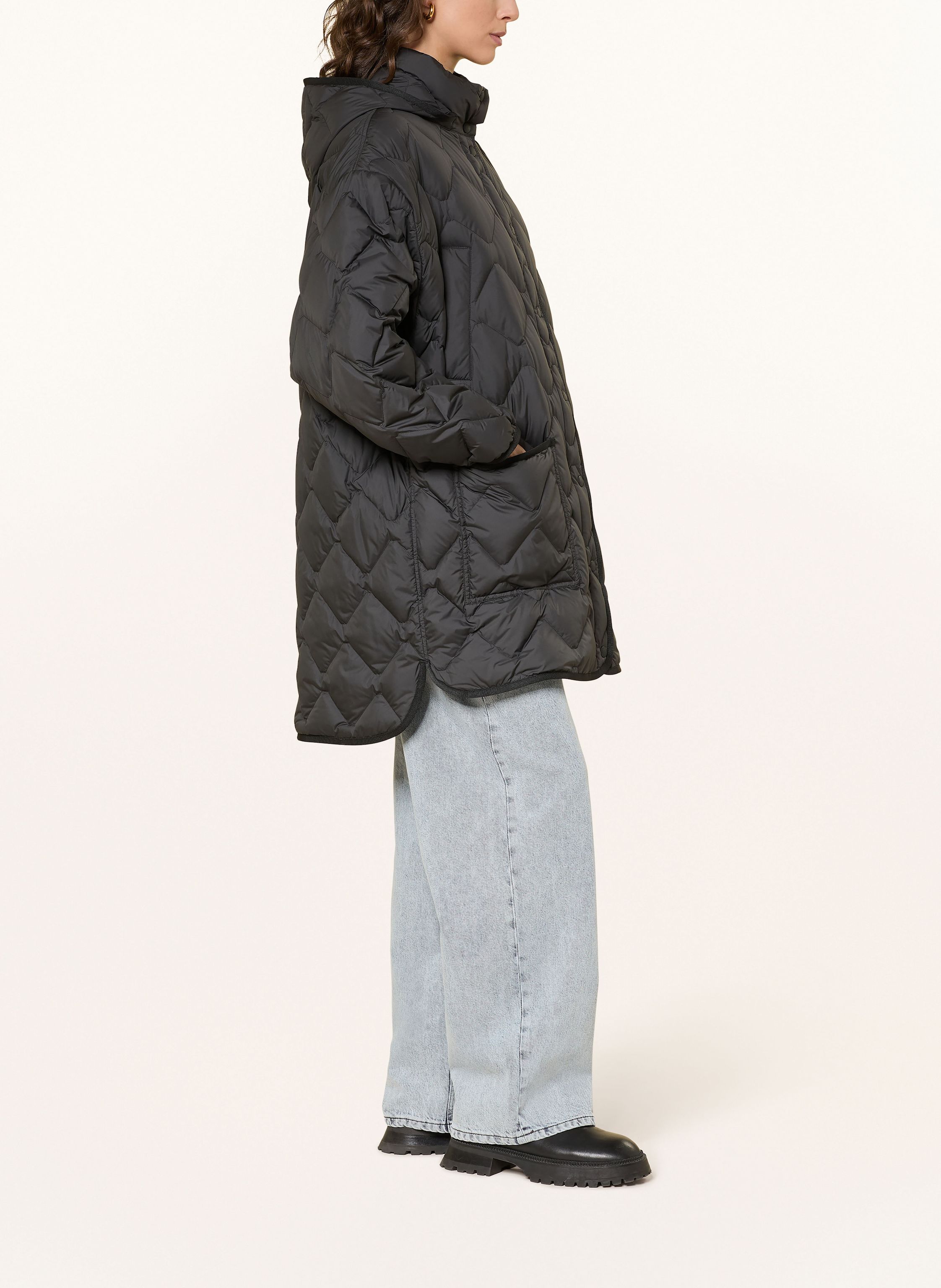 Thumbnail - Woolrich Lightweight-Daunenmantel Mit Abnehmbarer Kapuze schwarz