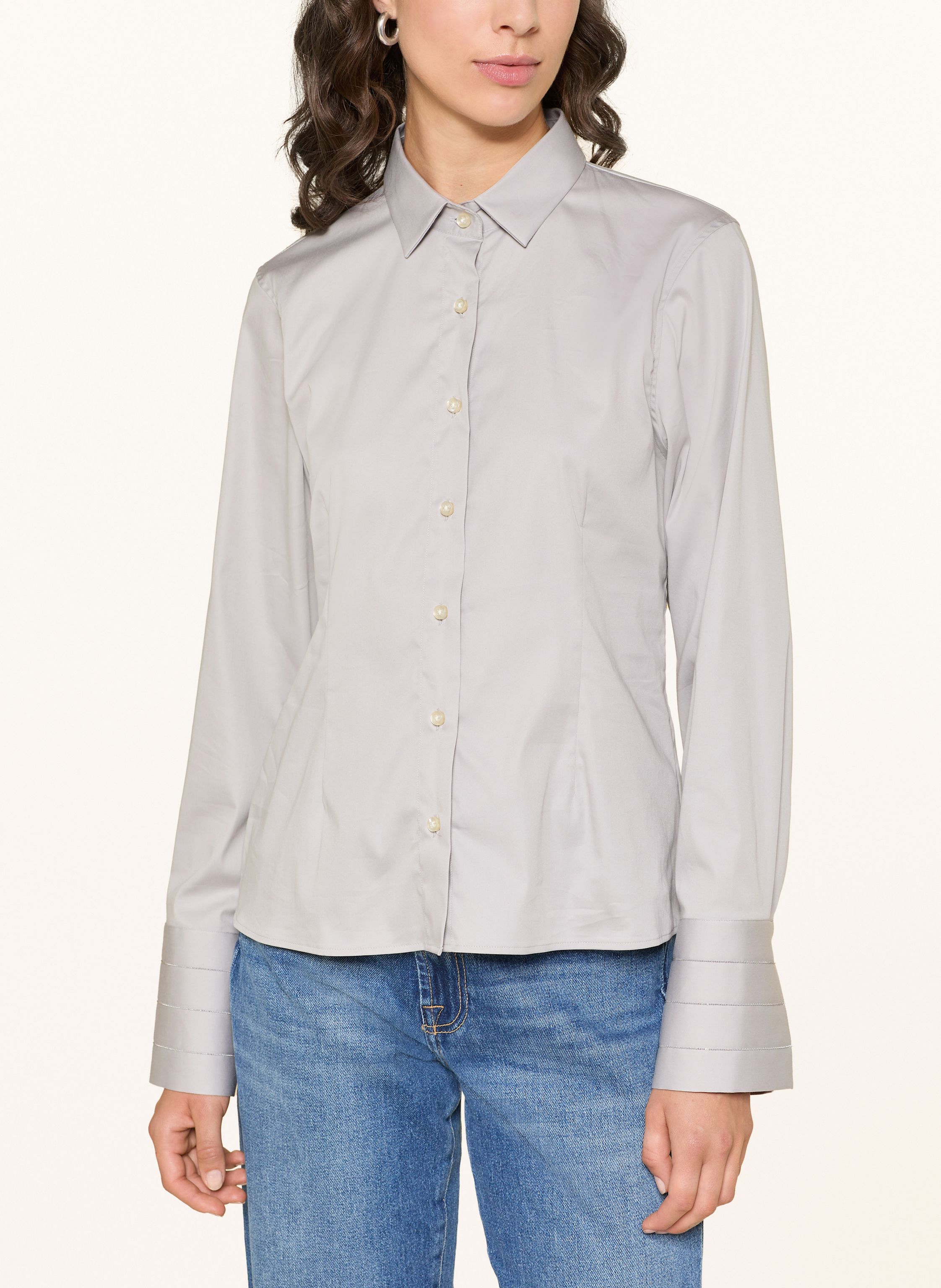 Thumbnail - Soluzione Hemdbluse Mit Schmuckperlen grau