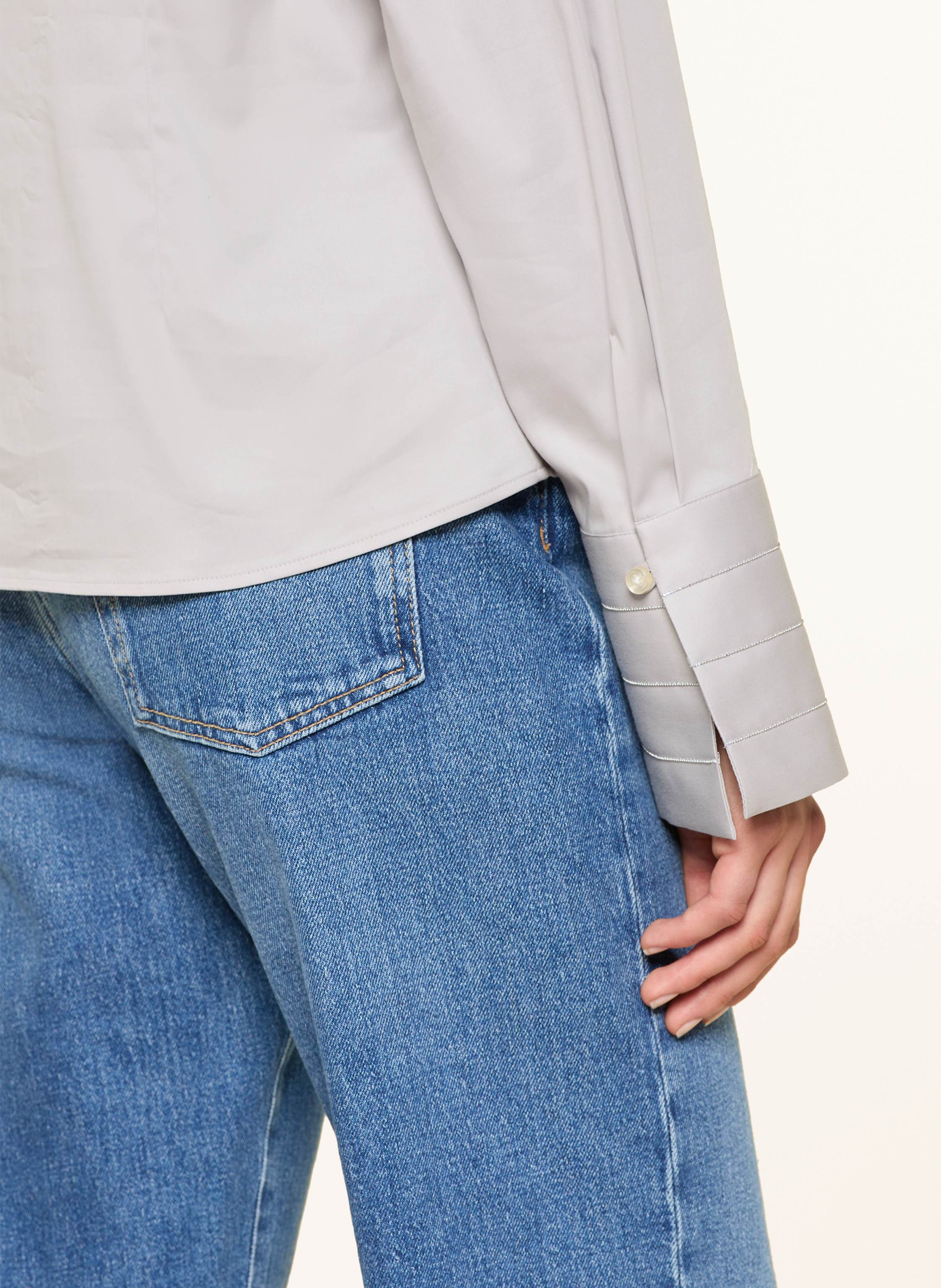 Thumbnail - Soluzione Hemdbluse Mit Schmuckperlen grau