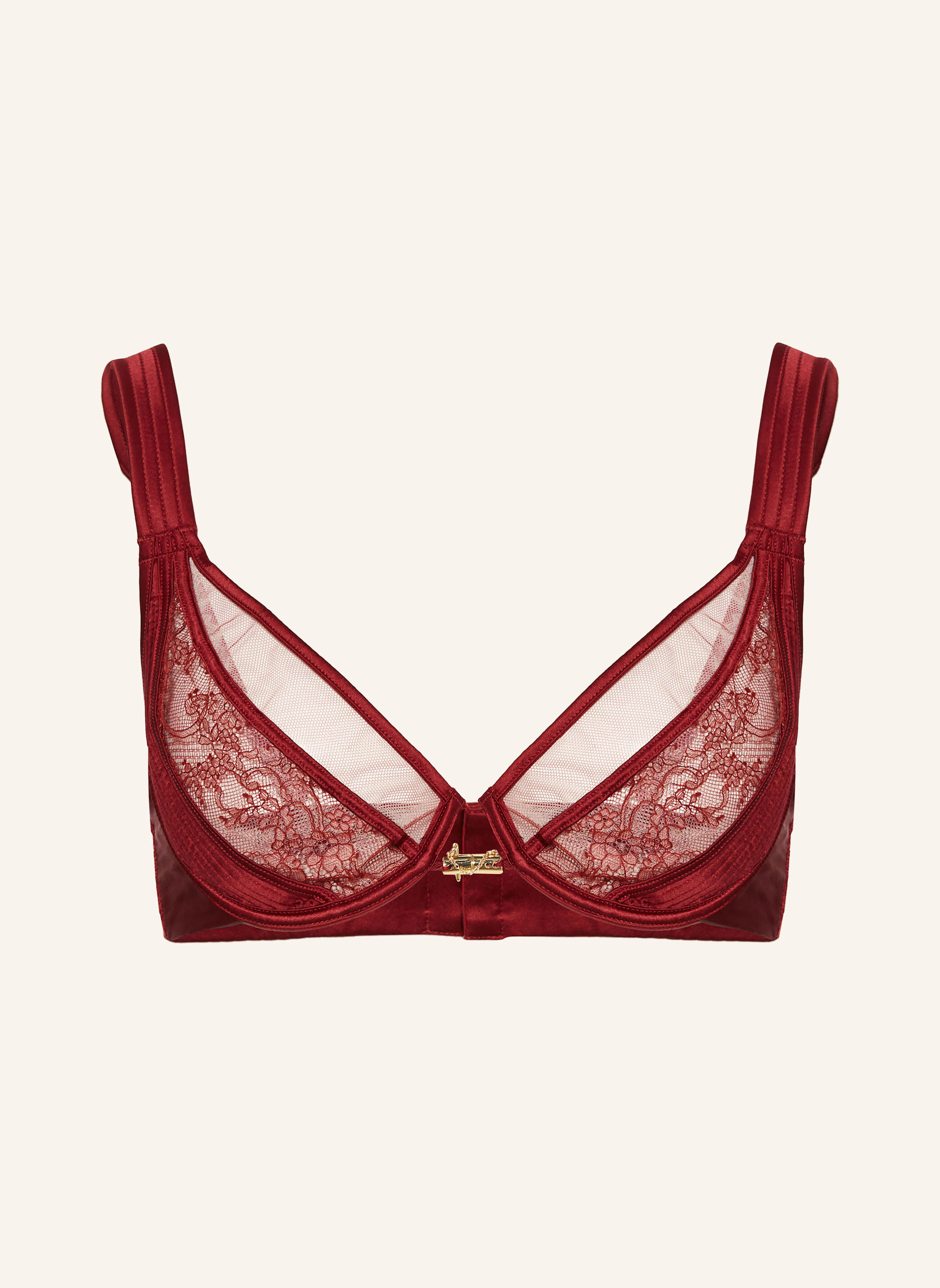 LIVY PALACE balconette bra in satin in dark red