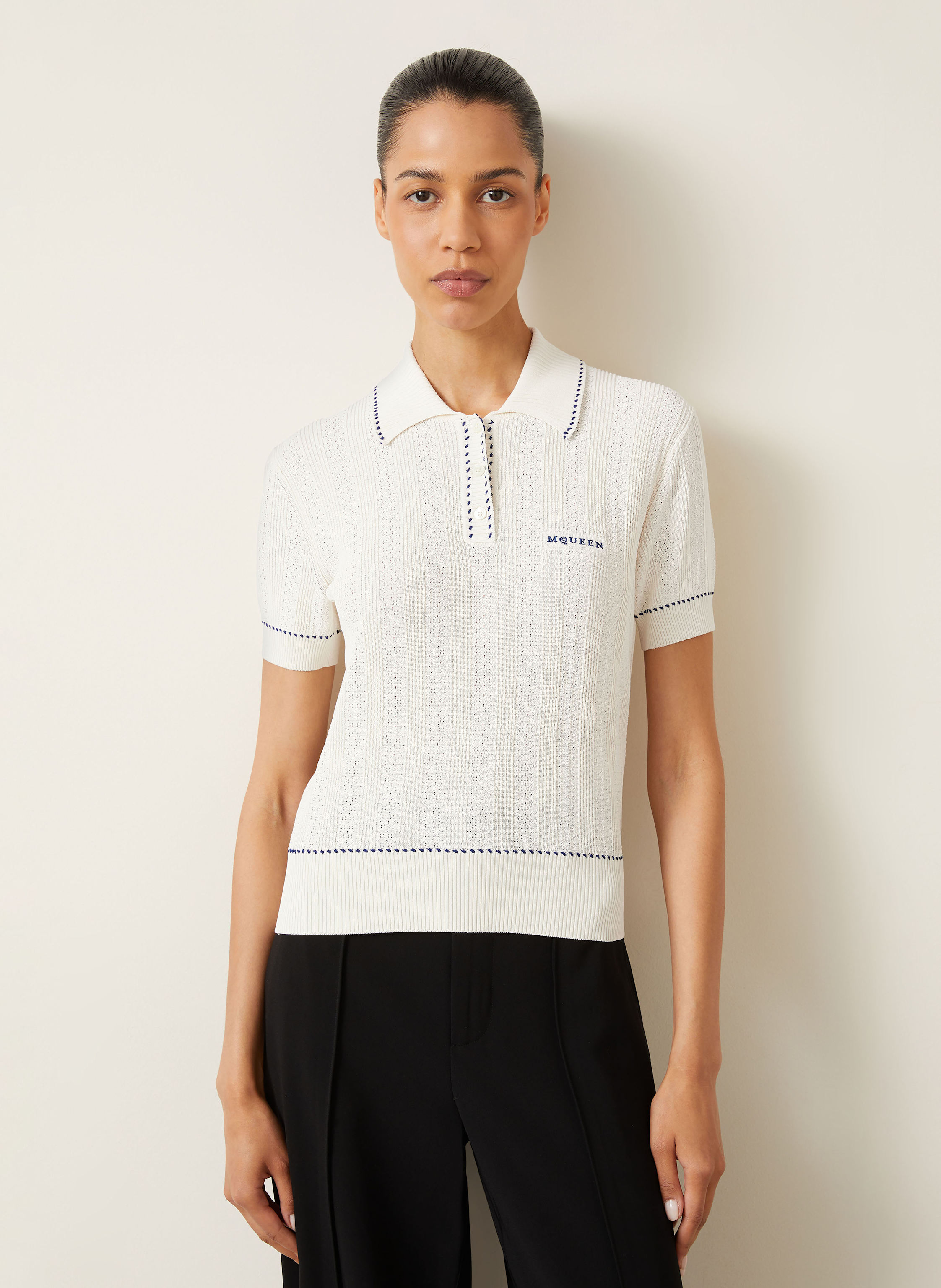 Thumbnail - Mcqueen Strick-Poloshirt weiss