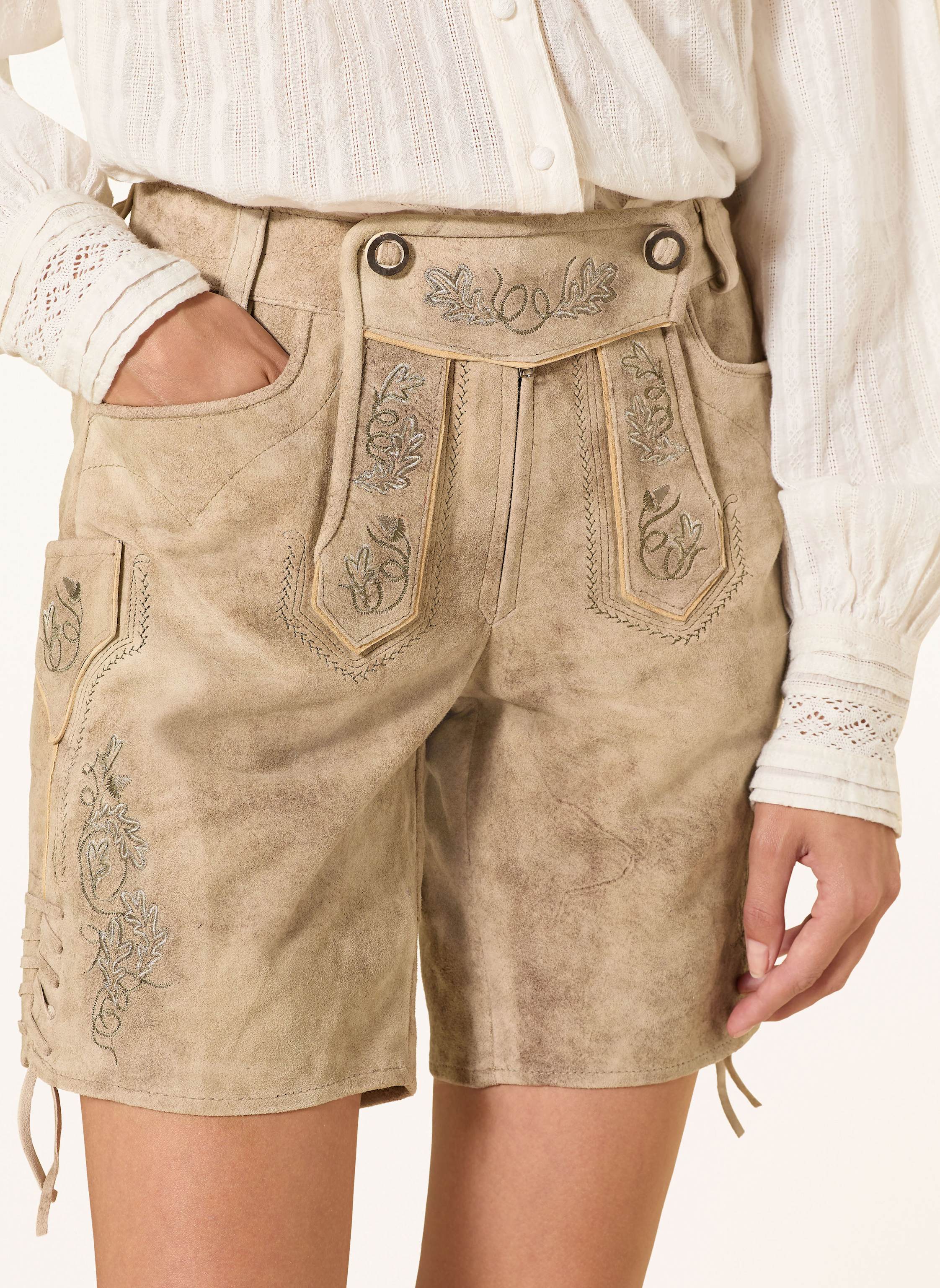 Thumbnail - Spieth & Wensky Trachten-Lederhose Gerta beige