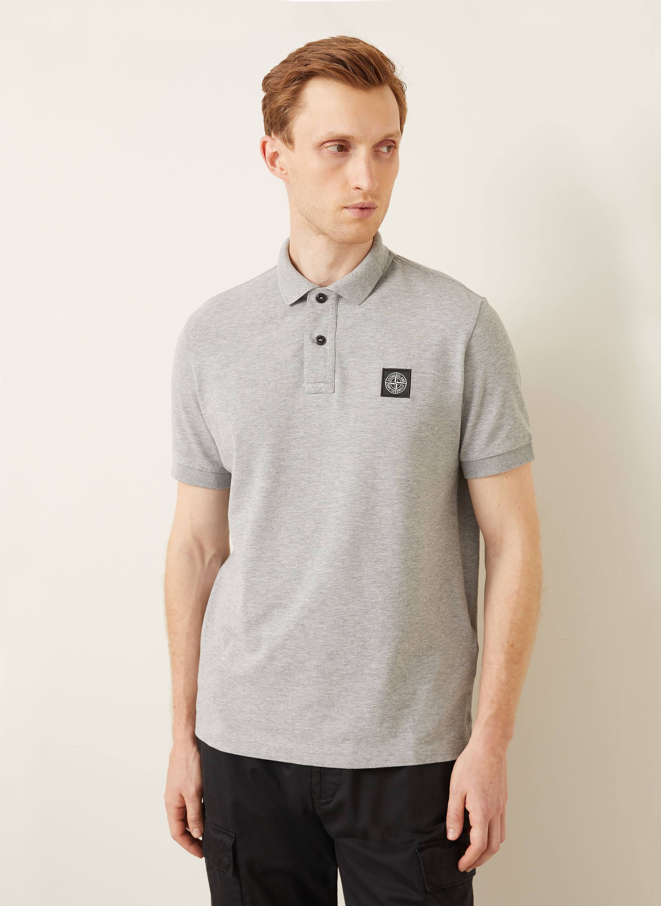 Thumbnail - Stone Island Piqué-Poloshirt grau