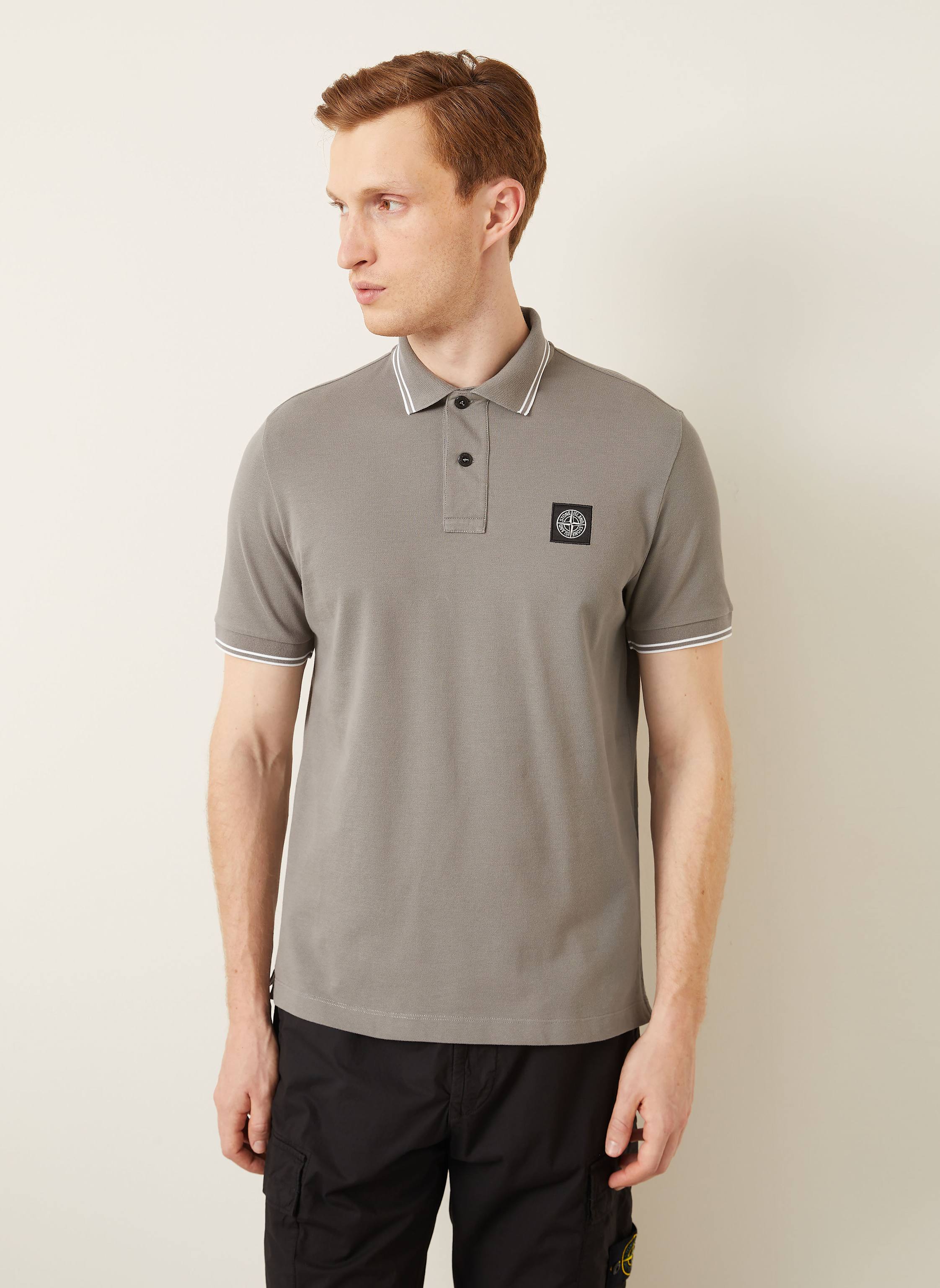 Thumbnail - Stone Island Piqué-Poloshirt grau