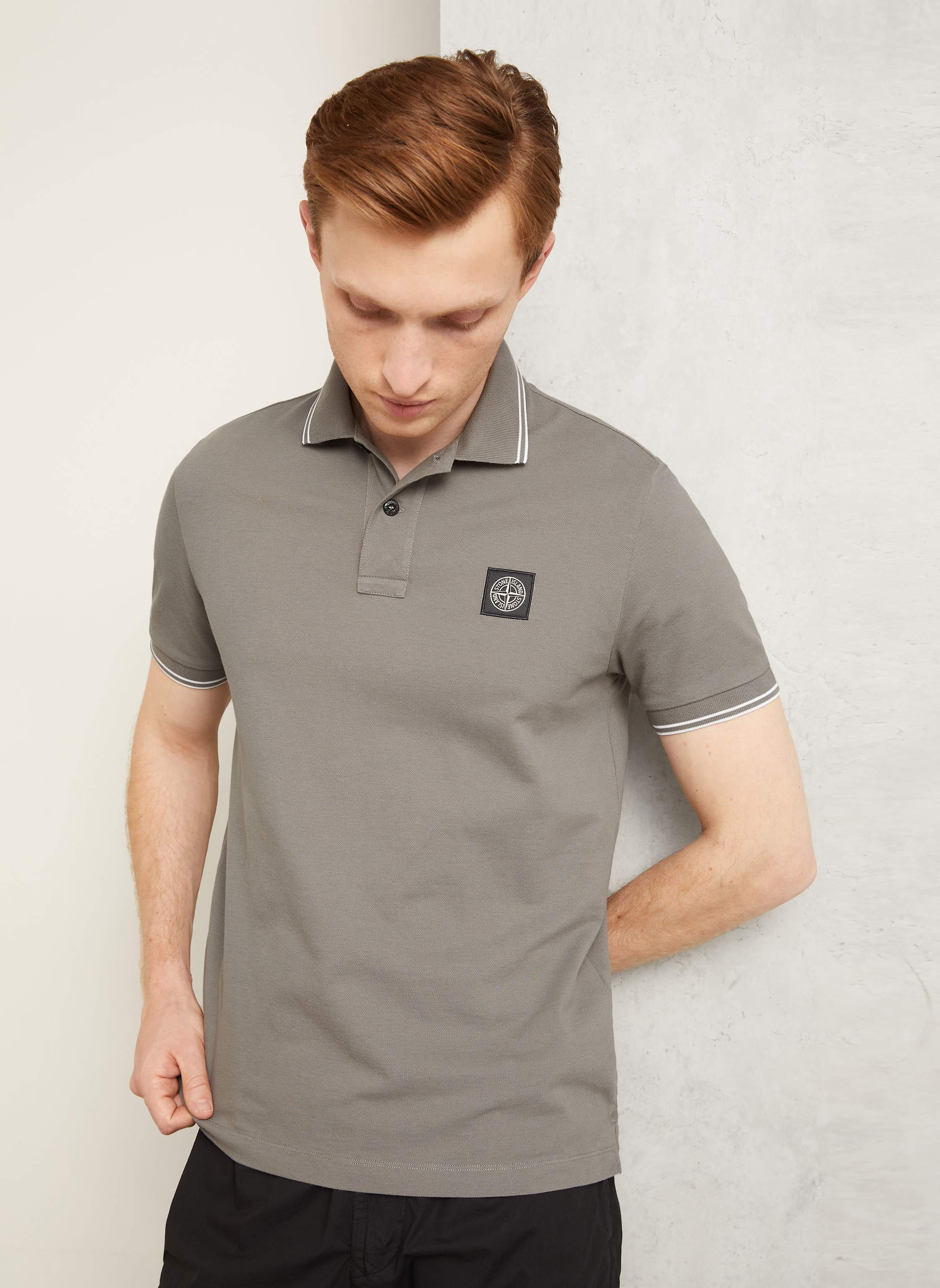 Thumbnail - Stone Island Piqué-Poloshirt grau