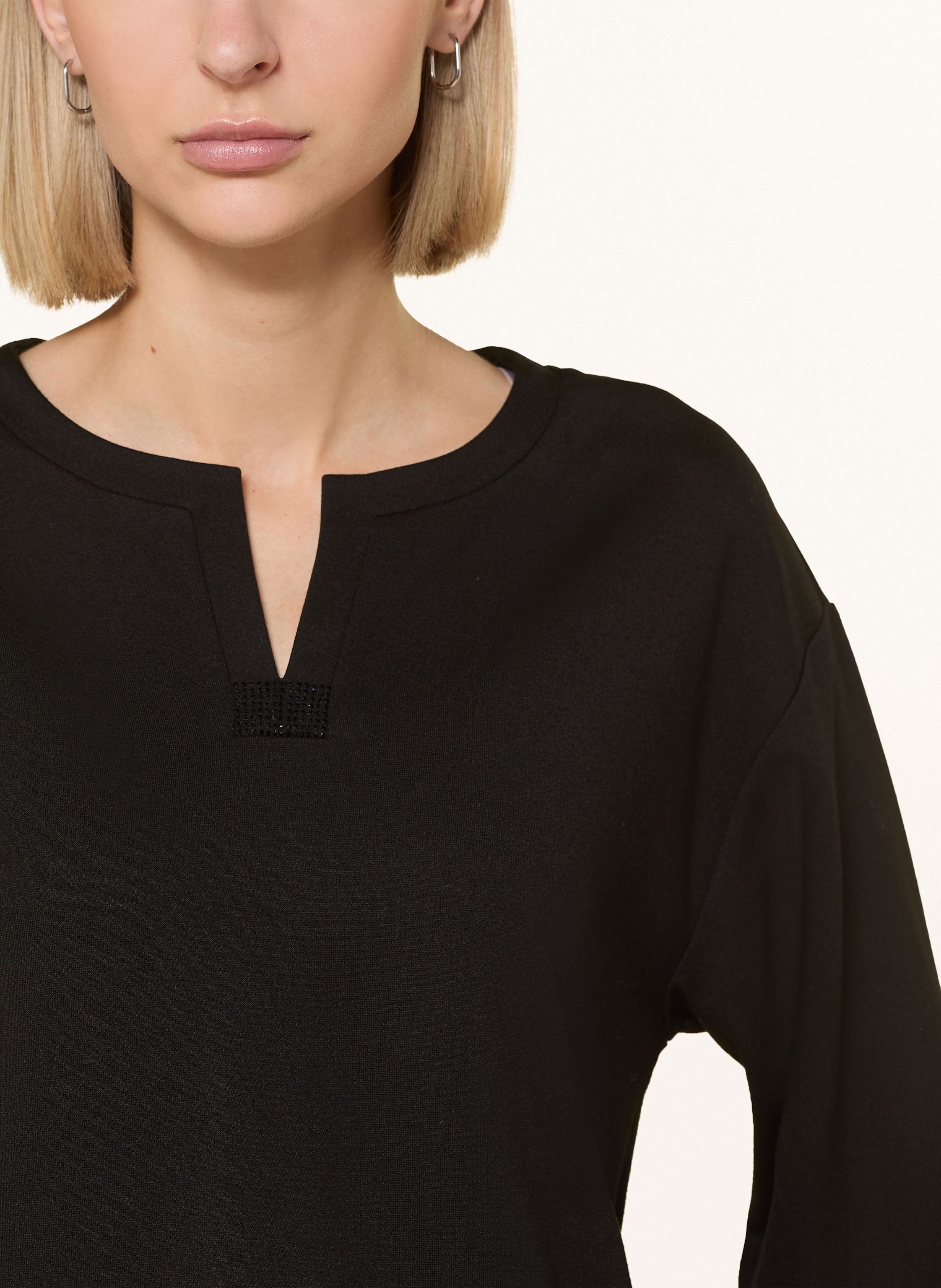 Thumbnail - Monari Sweatshirt Mit 3/4-Arm Und Schmucksteinen schwarz