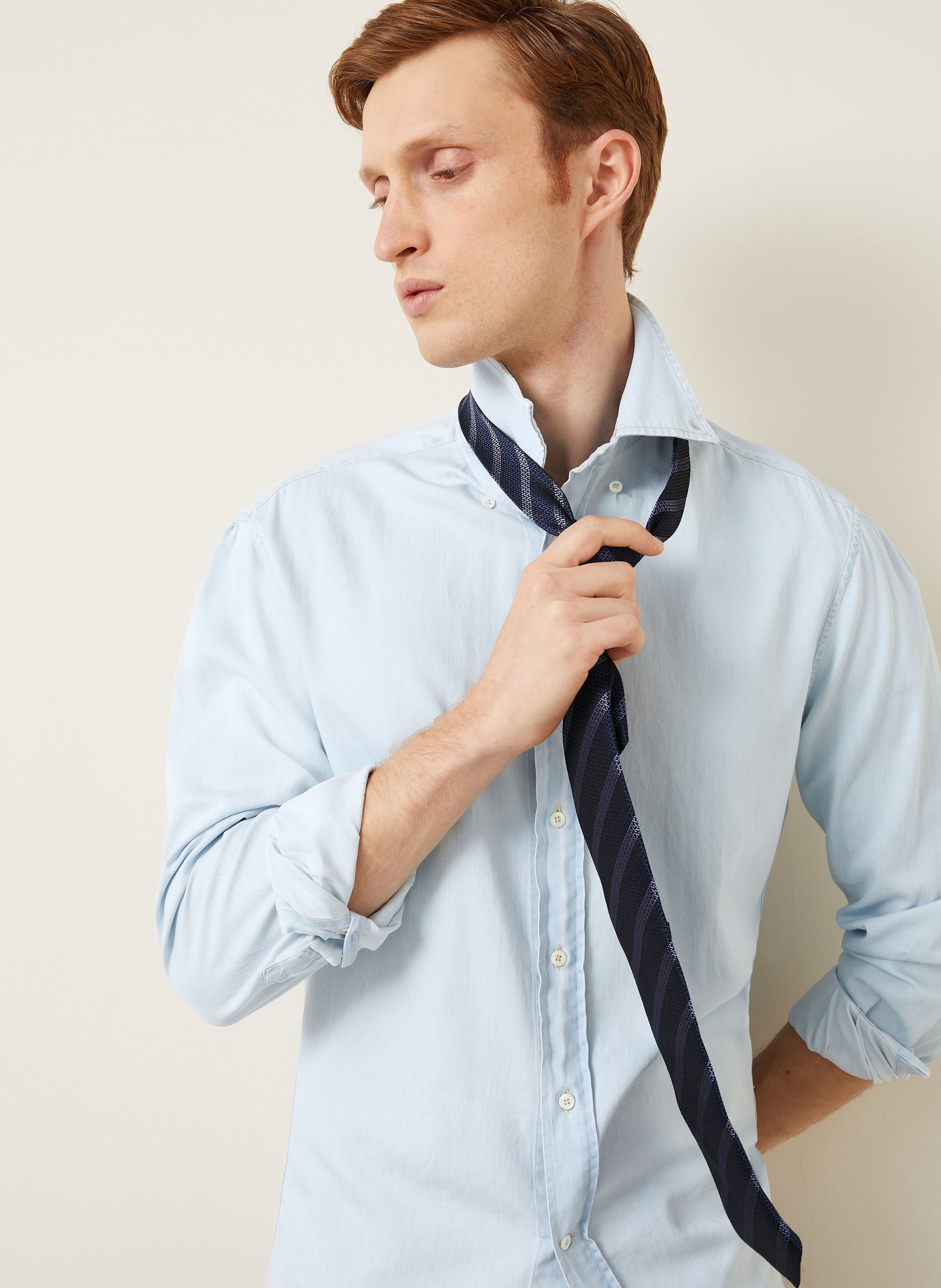 Thumbnail - Brunello Cucinelli Hemd Slim Fit In Jeansoptik blau