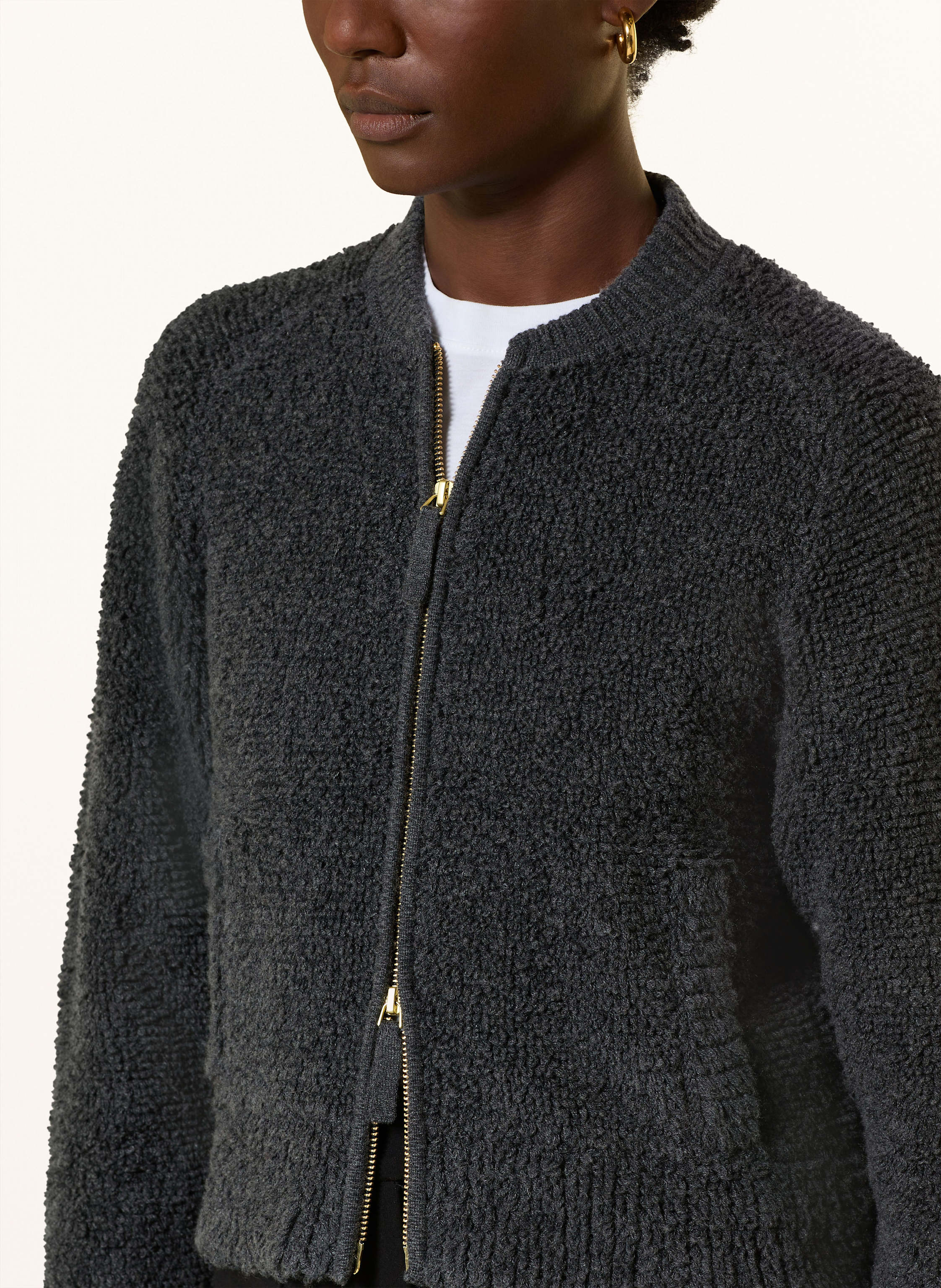 Thumbnail - Ftc Cashmere Bouclé-Strickjacke grau