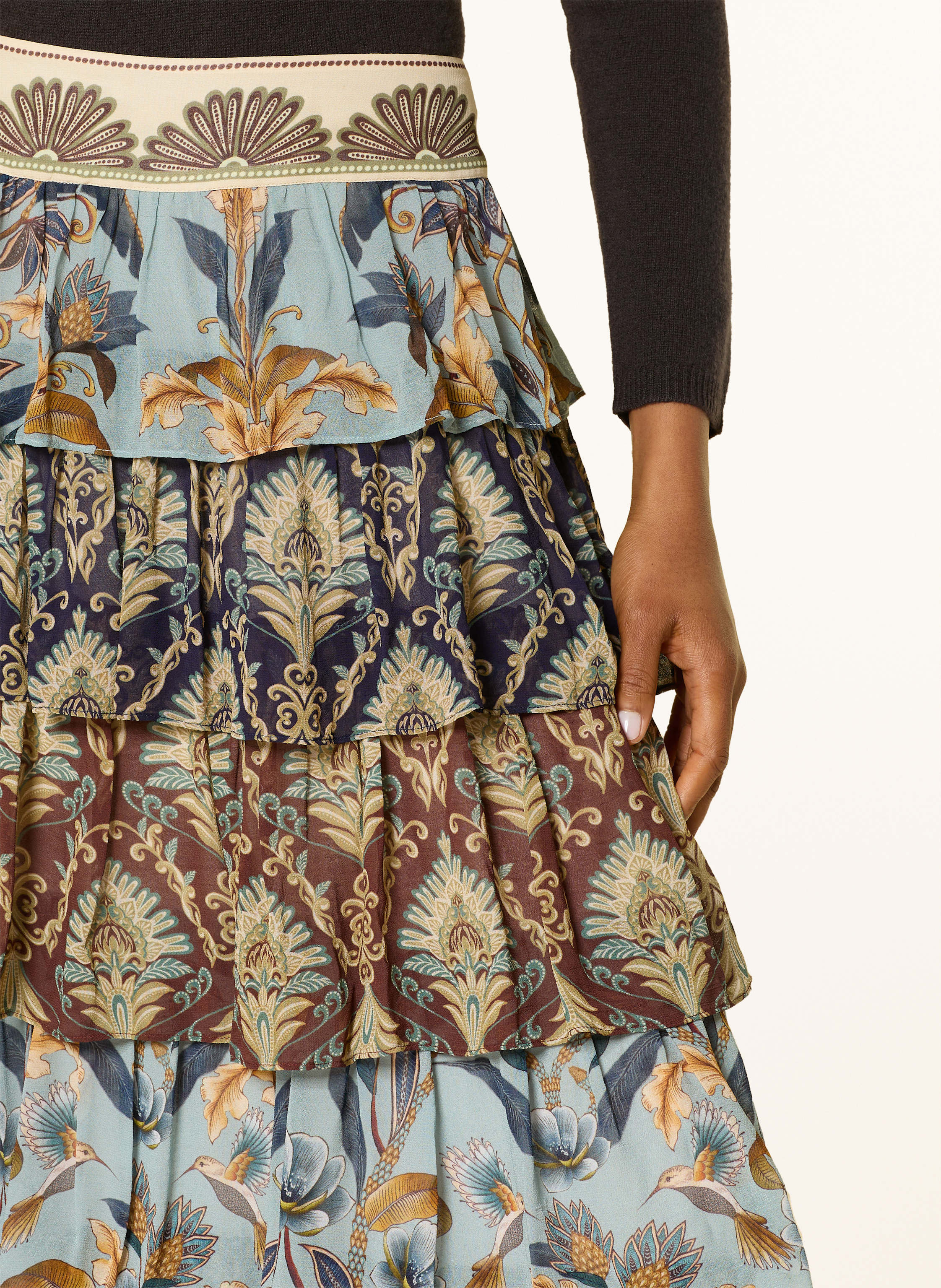 Thumbnail - Farm Rio Rock Mixed Scarves Mit Rüschen braun