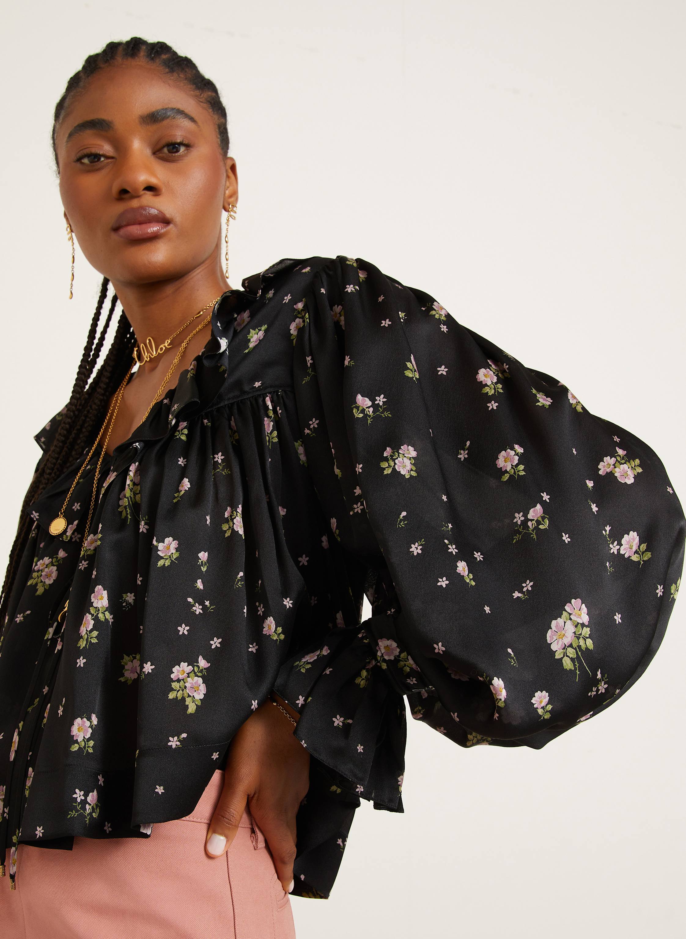 Thumbnail - Chloé Blusenshirt Aus Seide Mit Rüschen schwarz