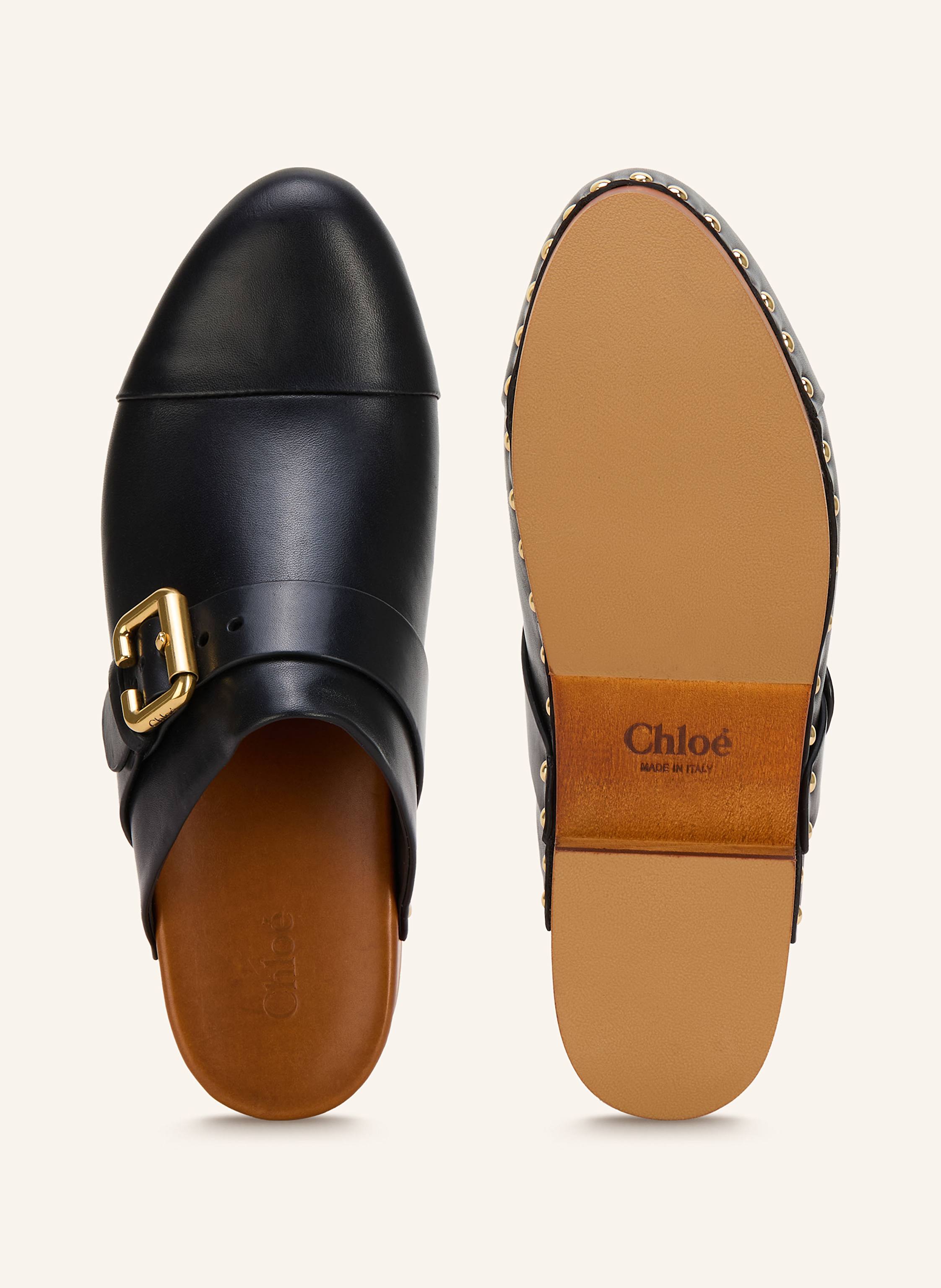 Thumbnail - Chloé Clogs Jeannette Mit Nieten schwarz