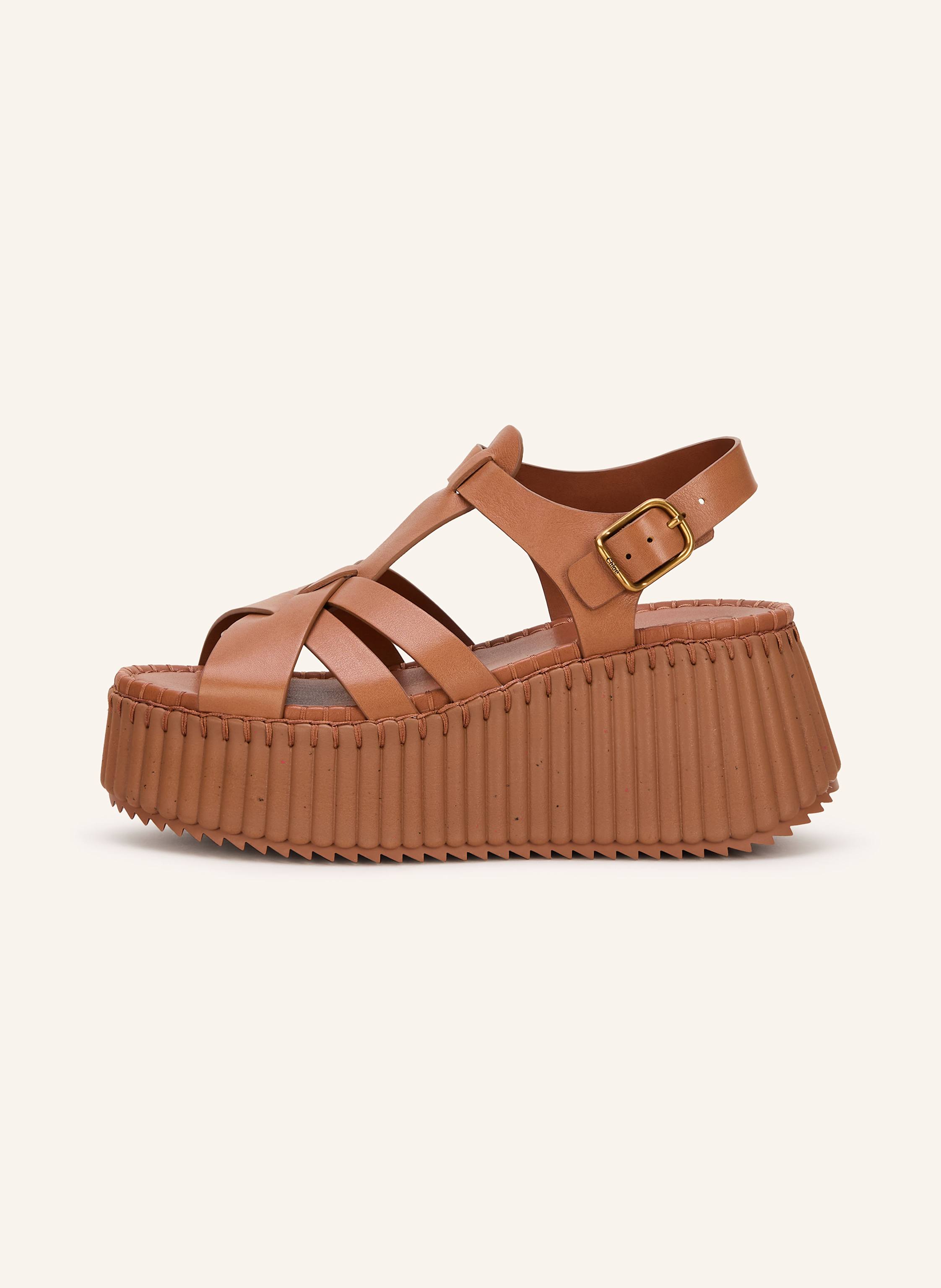 Thumbnail - Chloé Plateau-Sandalen Nama braun