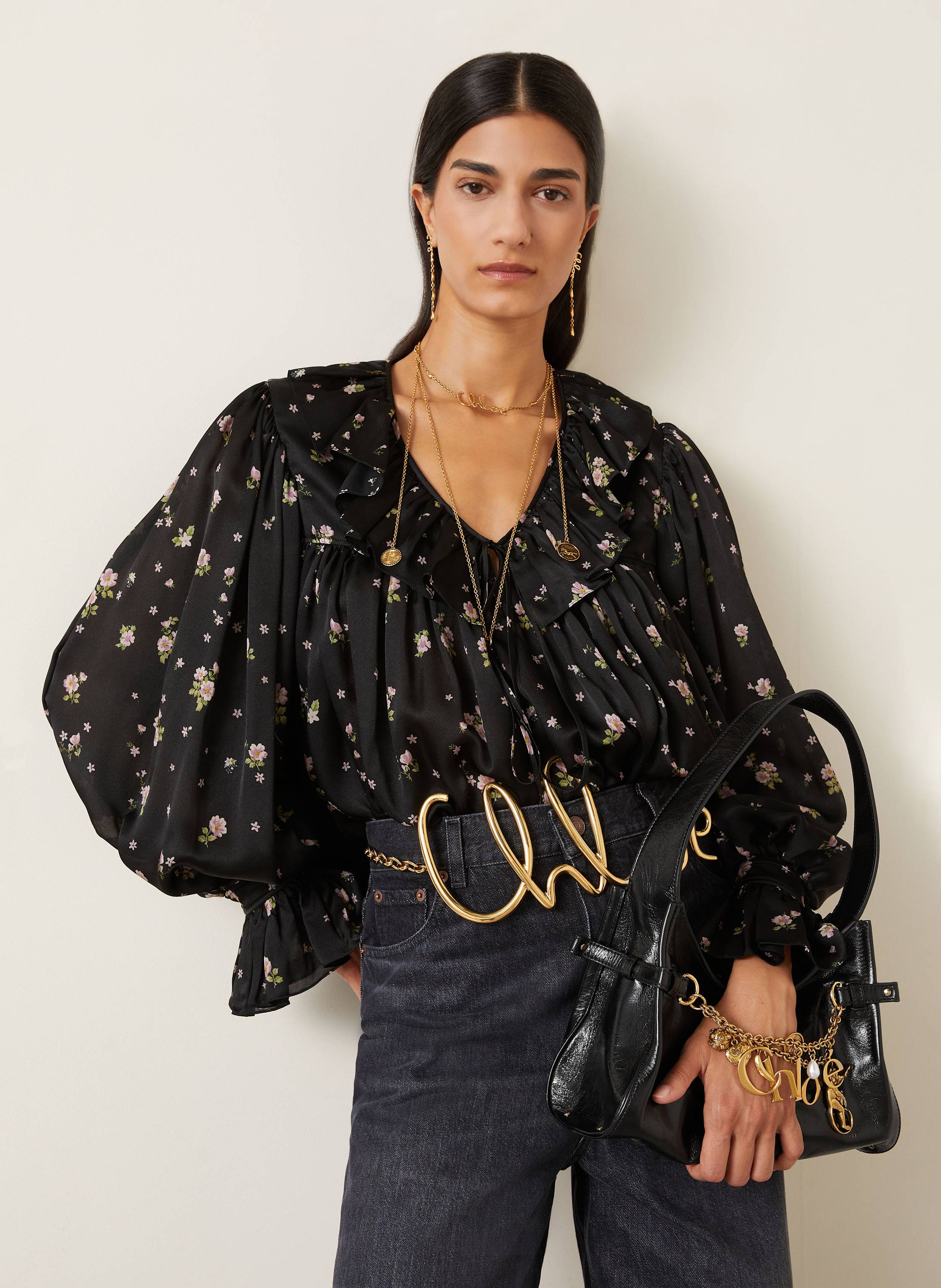 Thumbnail - Chloé Beuteltasche Charms schwarz