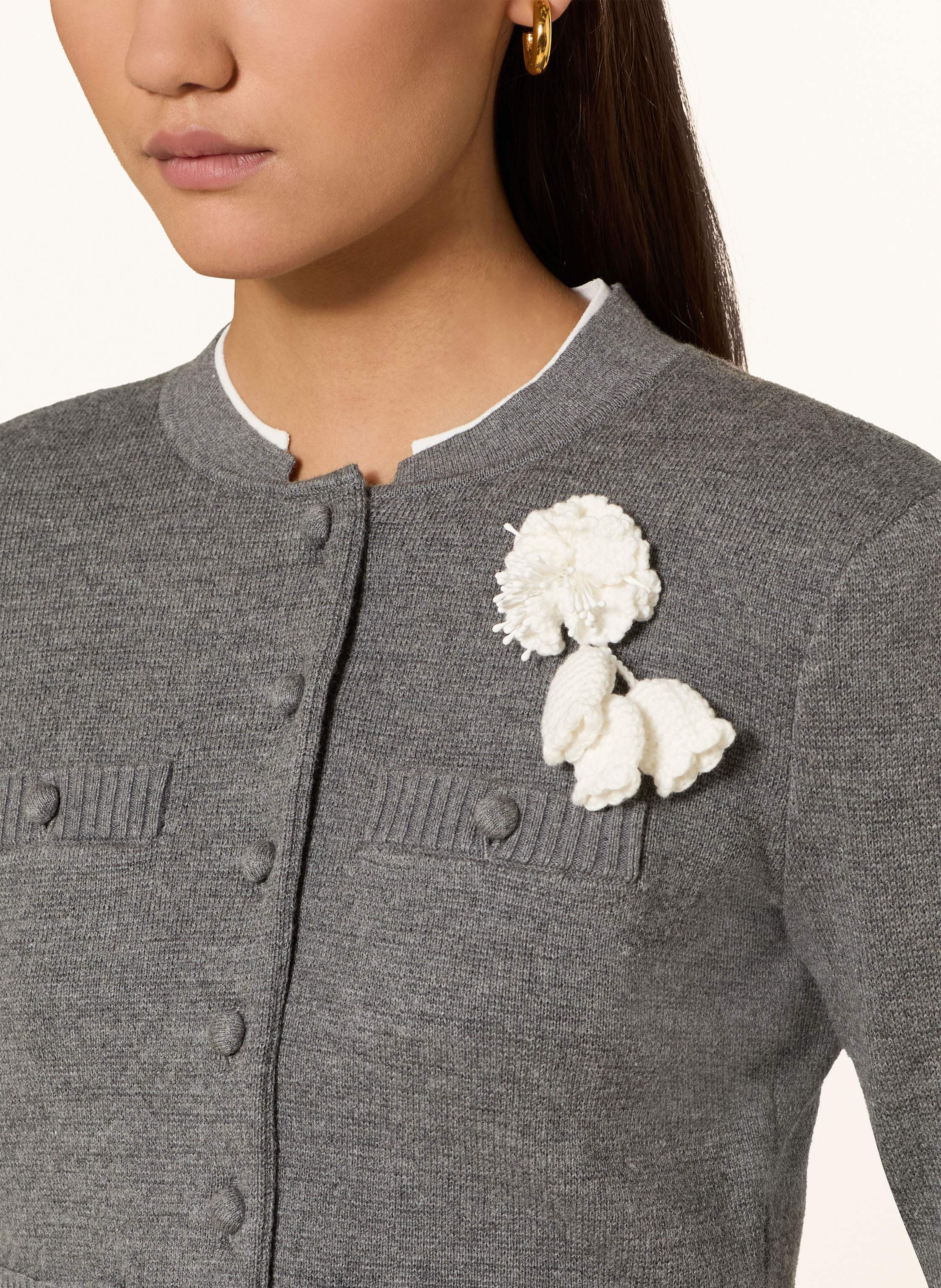Thumbnail - Self-Portrait Cropped-Strickjacke grau