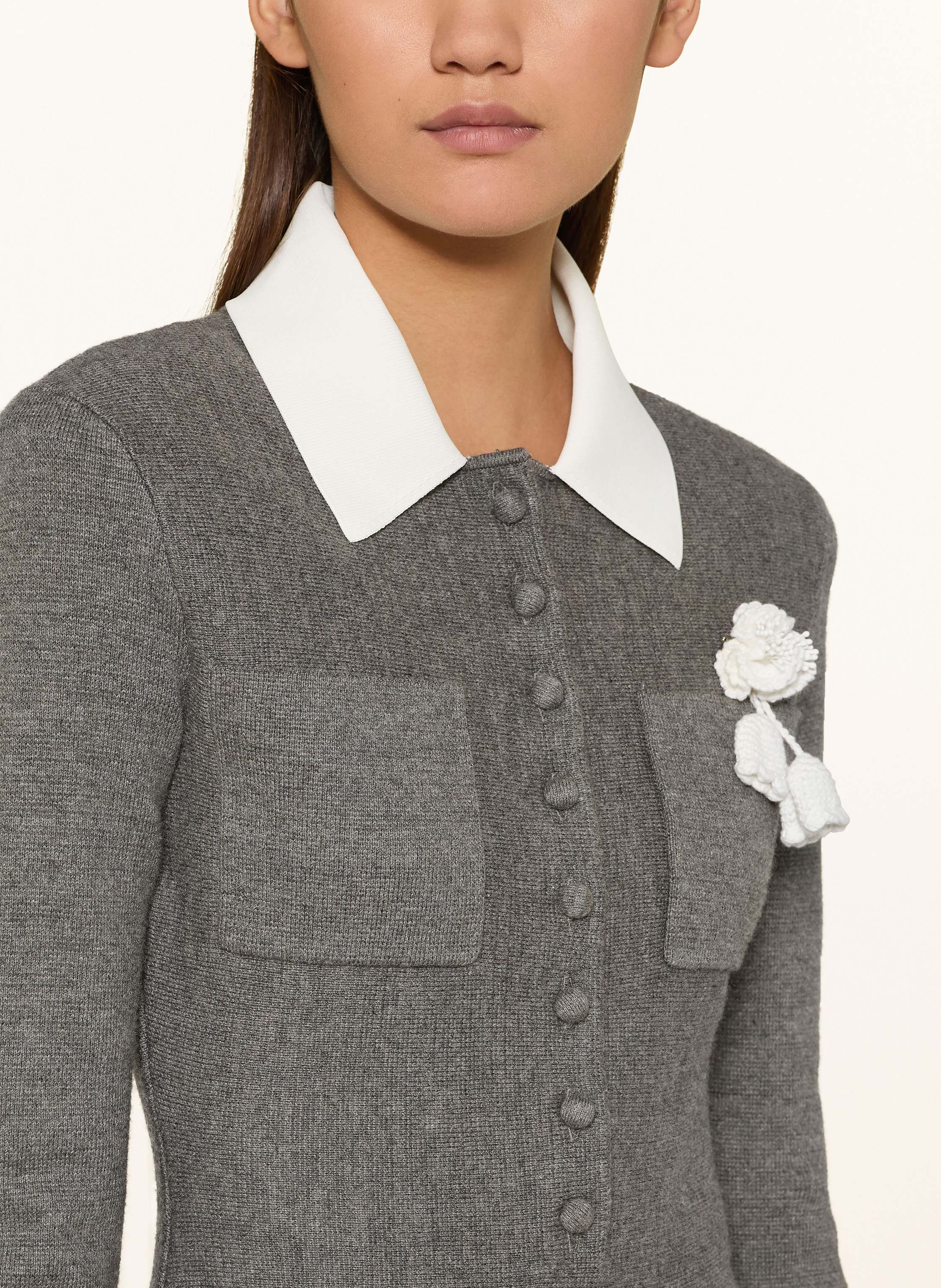 Thumbnail - Self-Portrait Strickkleid grau