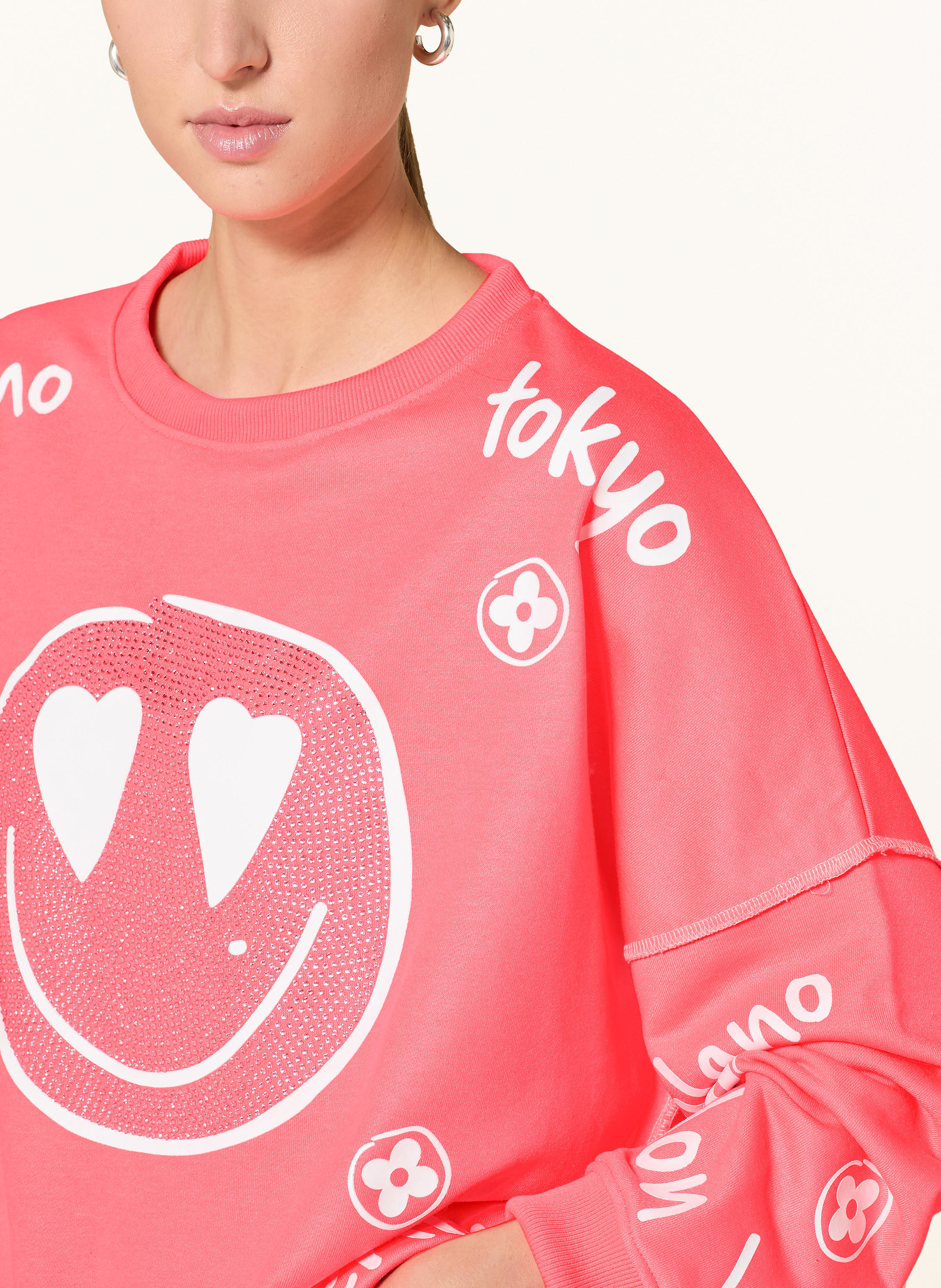 Thumbnail - Miss Goodlife Sweatshirt Mit Schmucksteinen pink