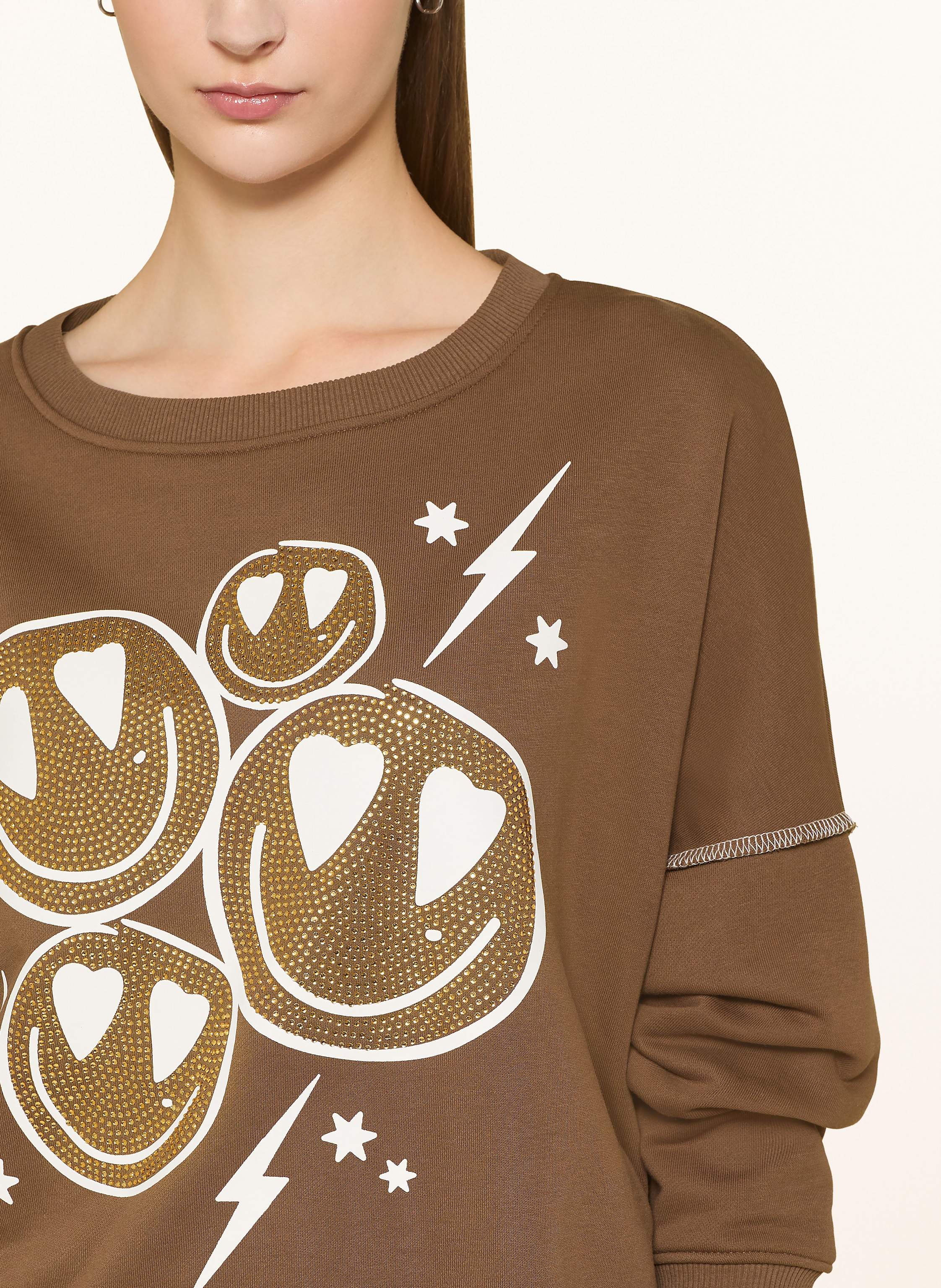 Thumbnail - Miss Goodlife Sweatshirt Mit Schmucksteinen braun