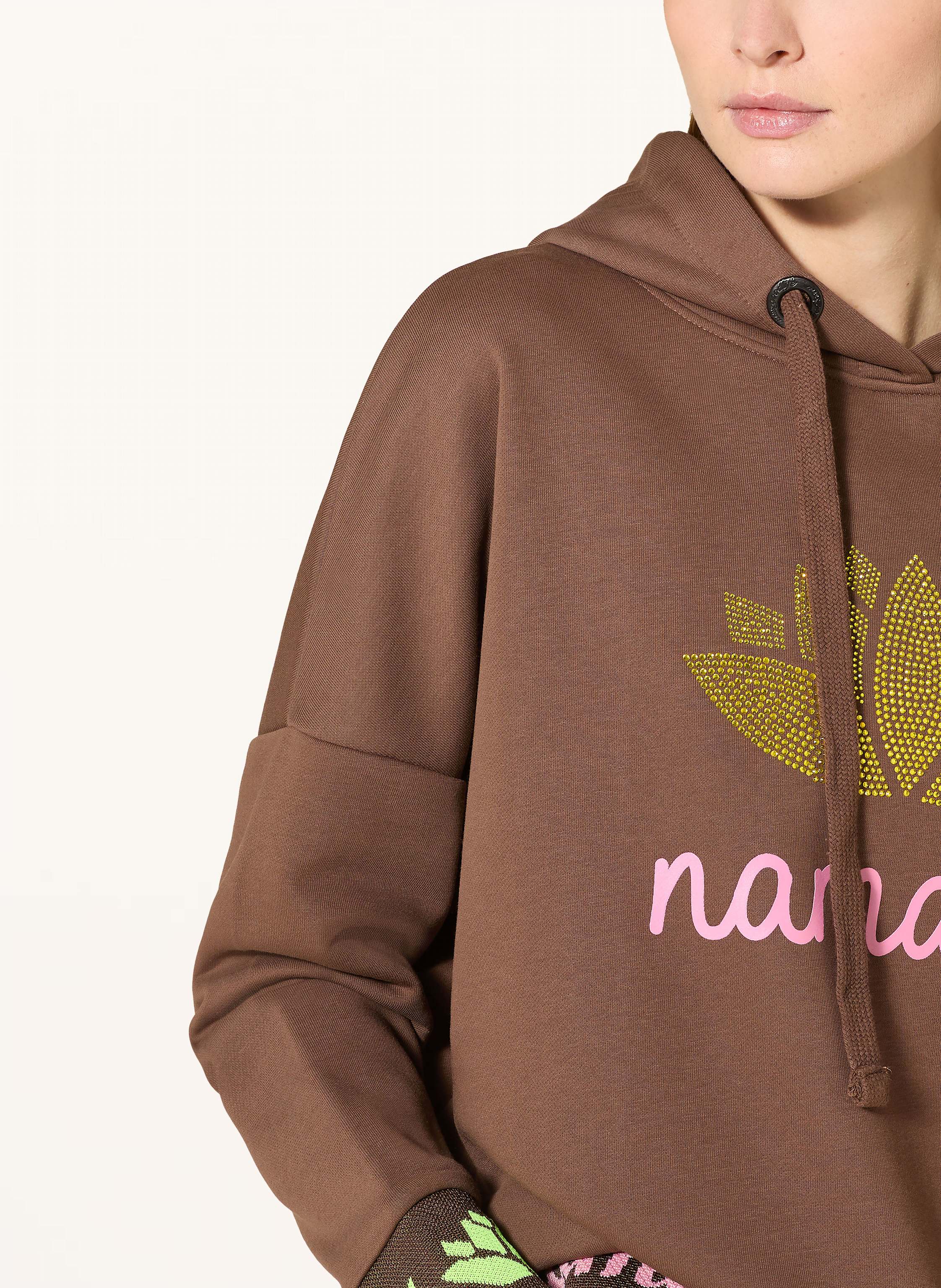 Thumbnail - Miss Goodlife Oversized-Hoodie Namaste Mit Schmucksteinen braun