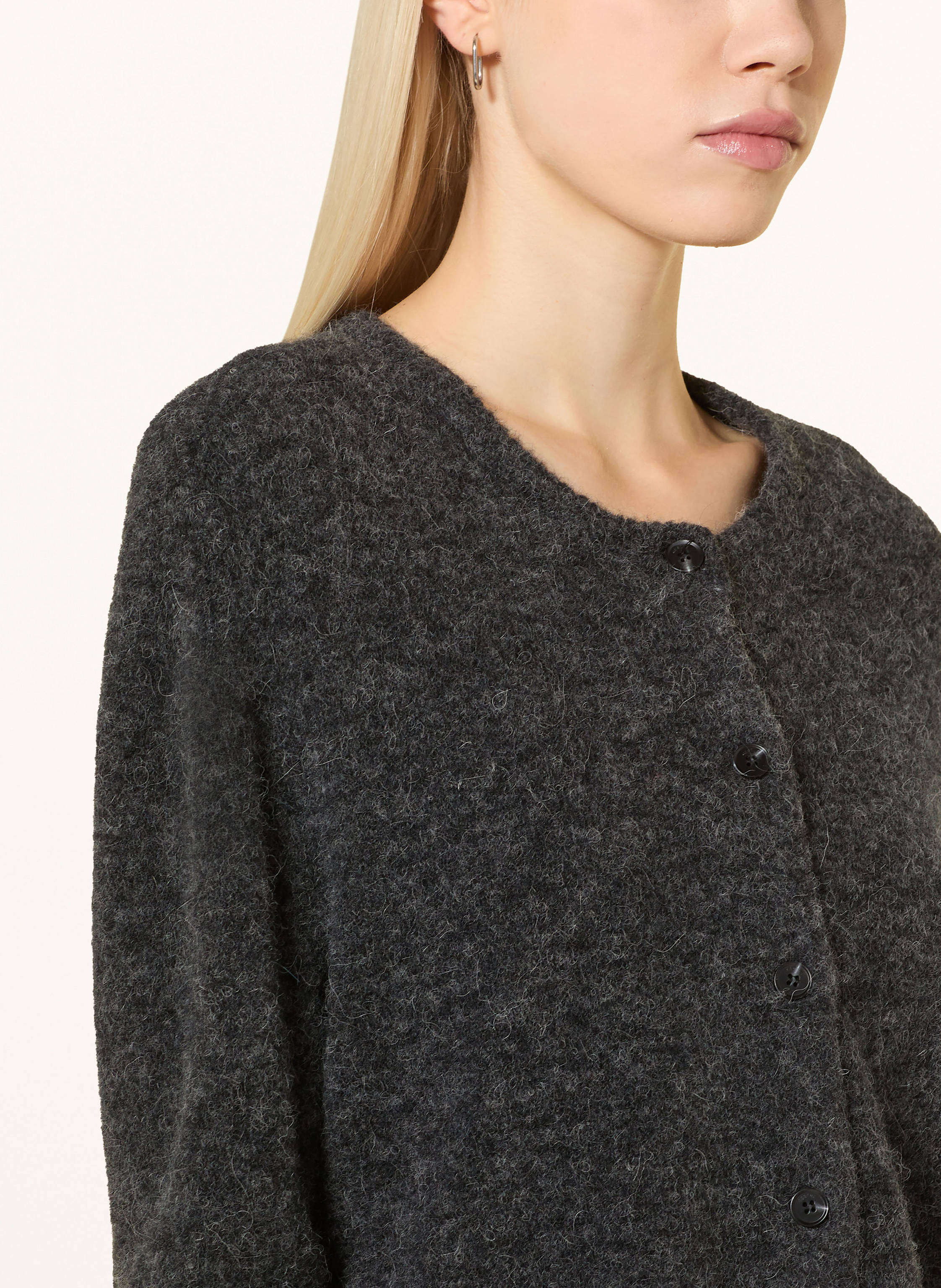 Thumbnail - Gestuz Set Gzalpha: Strickkleid Und Strickjacke Mit Alpaka grau