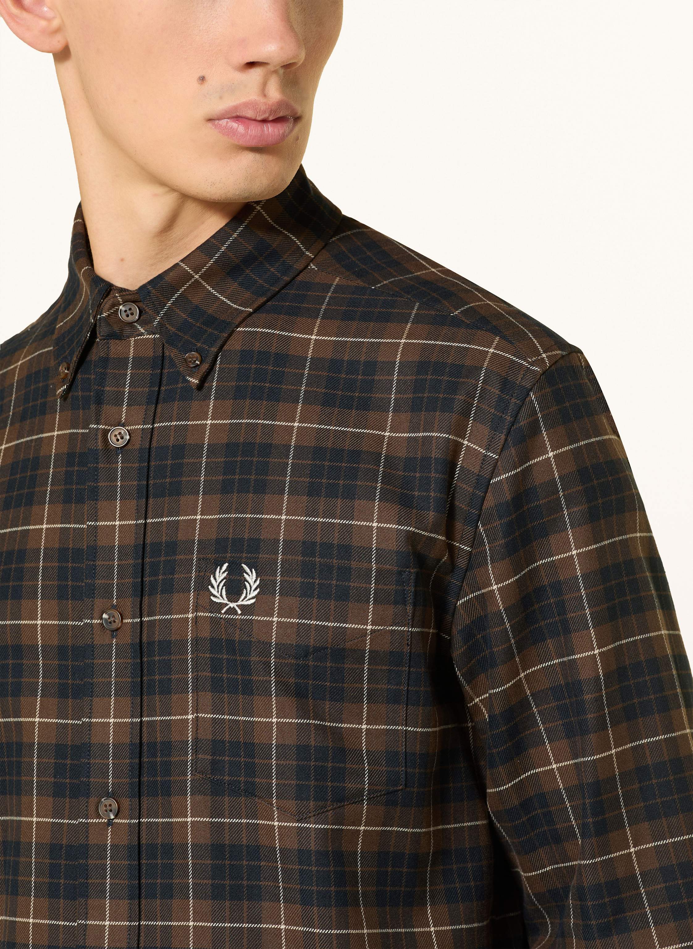 Thumbnail - Fred Perry Flanellhemd Regular Fit braun