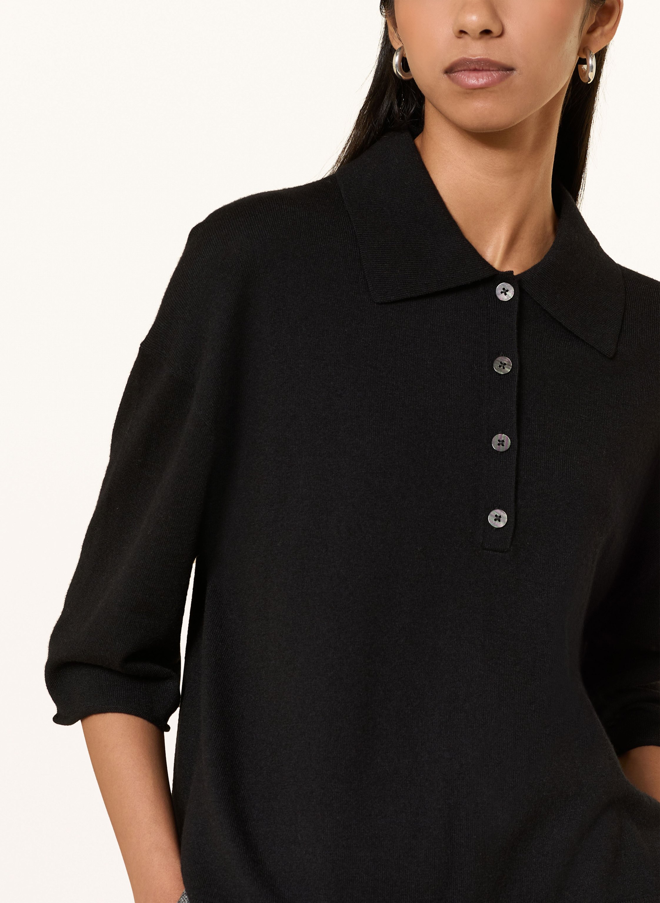 Thumbnail - Marc O'polo Strick-Poloshirt Mit 3/4-Arm schwarz