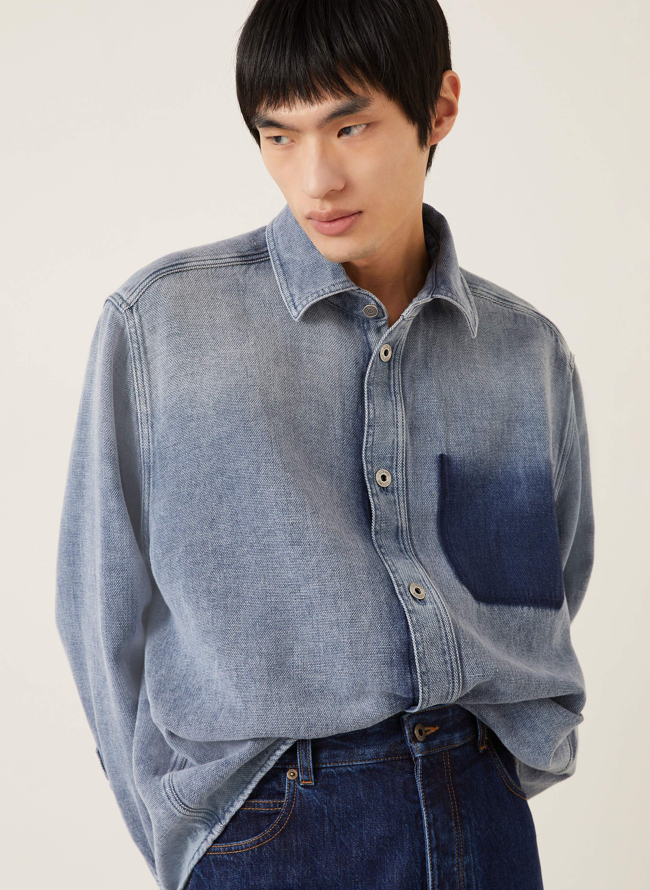 Thumbnail - Loewe Hemd Comfort Fit In Jeansoptik blau