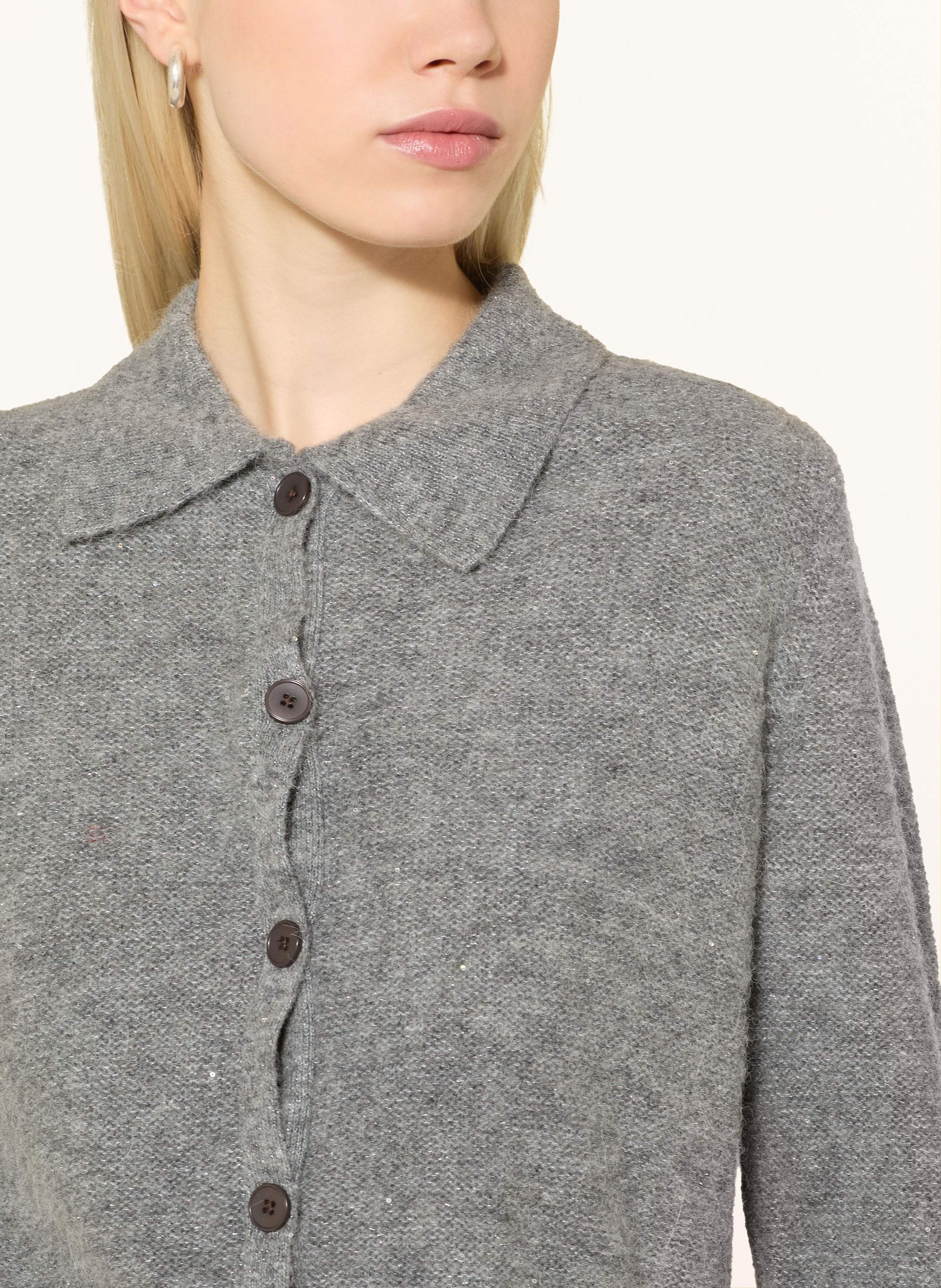 Thumbnail - Part Two Strickjacke Ulricapw Mit Glitzergarn Und Pailletten grau