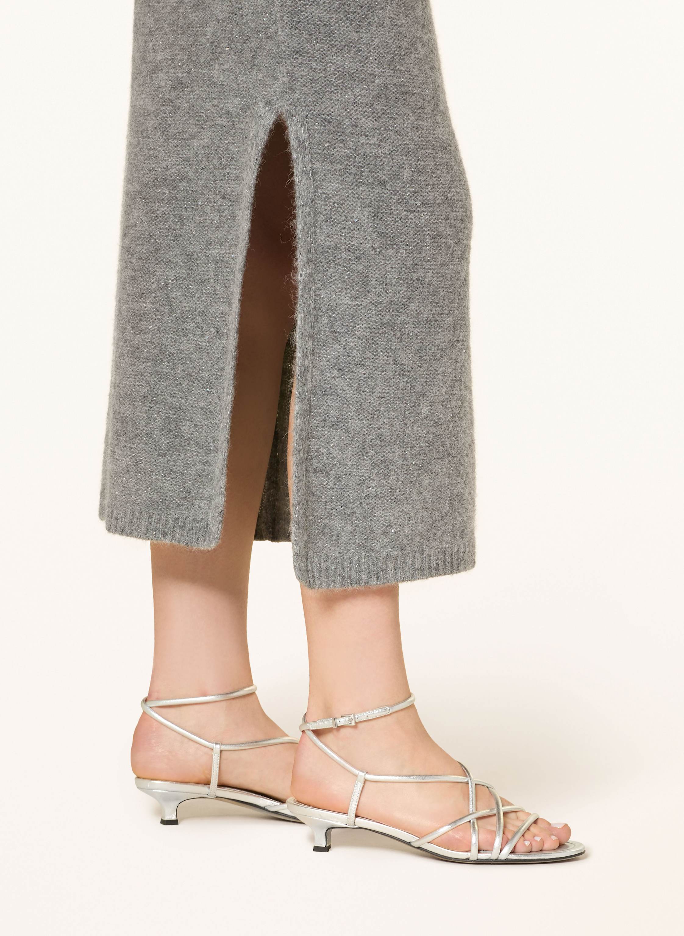 Thumbnail - Part Two Strickrock Vaninapw Mit Glitzergarn Und Pailletten grau